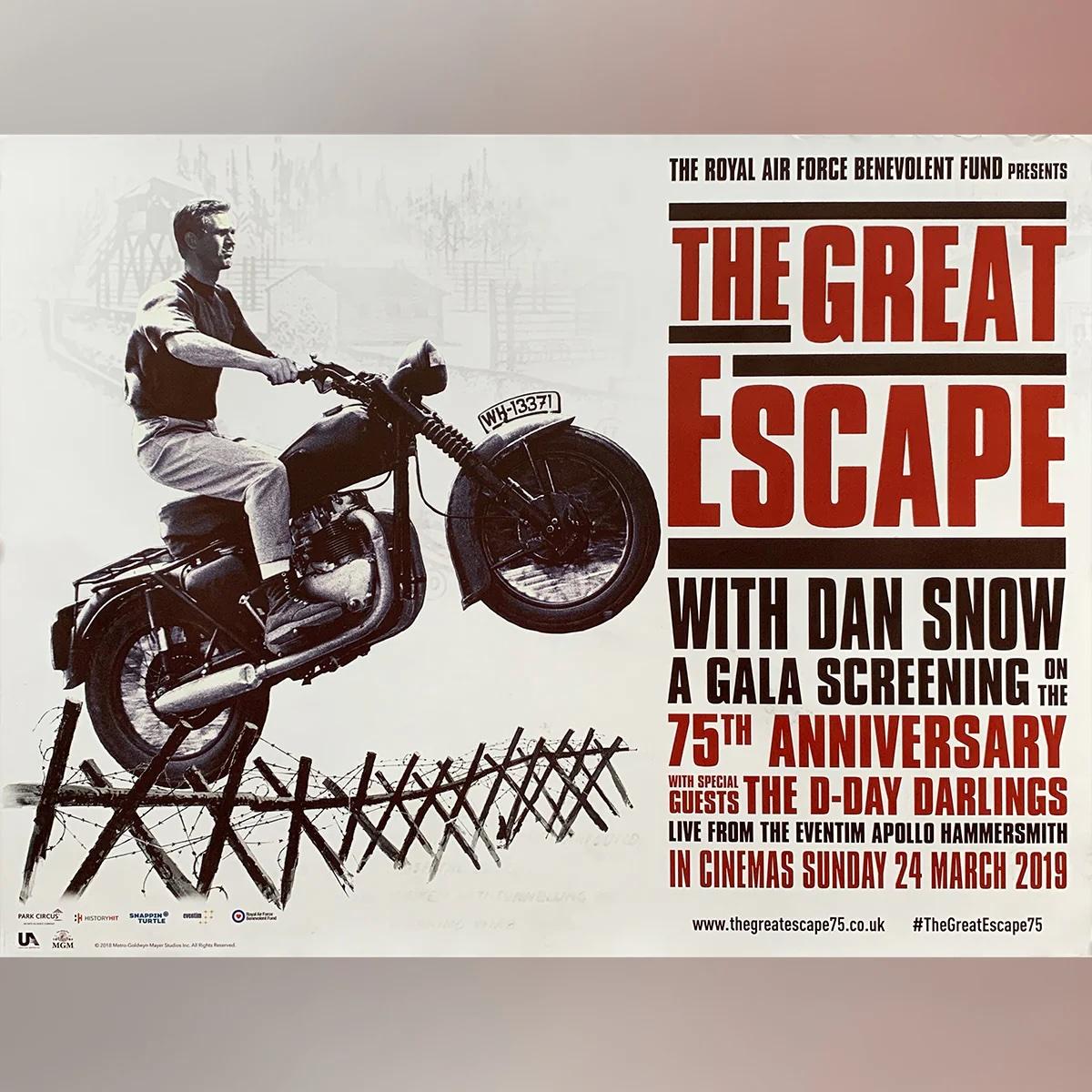 Great Escape, The (2019R)
Original British Quad (30 X 40 Zoll)

Park Circus und Metro-Goldwyn-Mayer haben sich mit dem Royal Air Force Benevolent Fund, der führenden Wohltätigkeitsorganisation der Royal Air Force, zusammengetan, um das 75-jährige