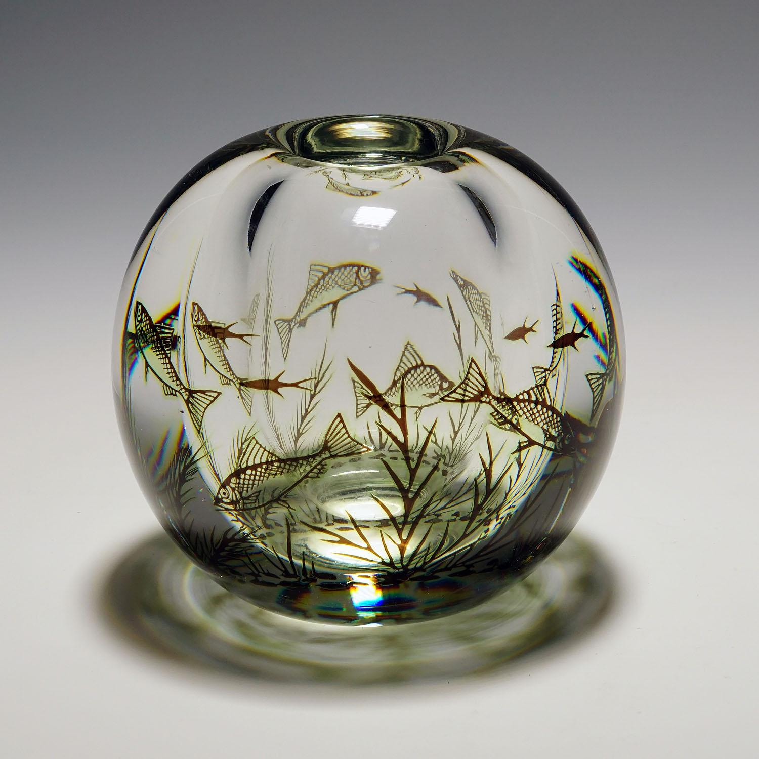 Grande vaso Graal di Edward Hald per Orrefors, Svezia 1957 In condizioni buone in vendita a Berghuelen, DE