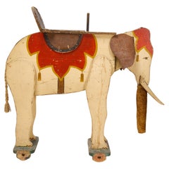 Great Folk Art Jouet d'éléphant chevauchant