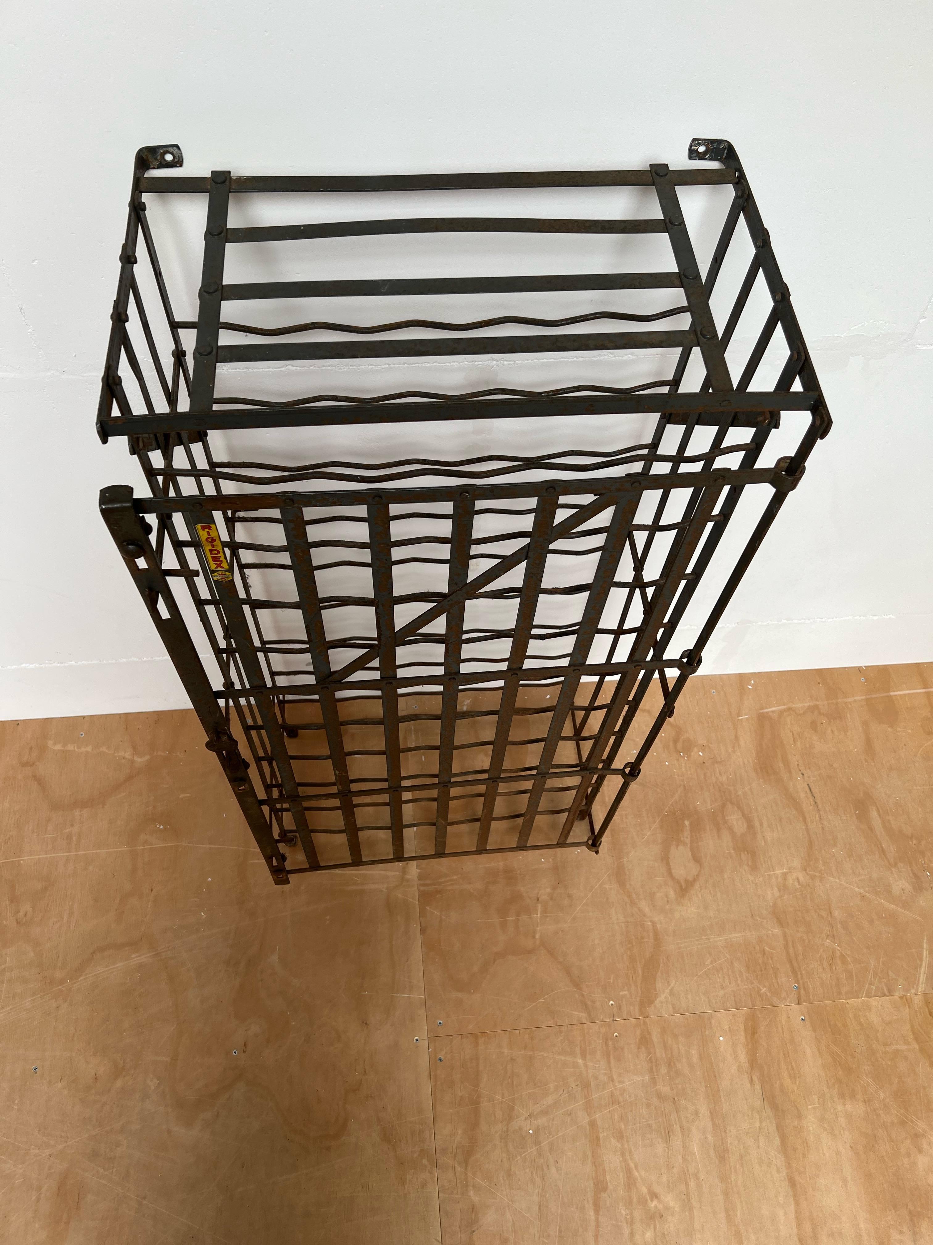 Great French Wrought Iron Wine Rack Storage Locker by Rigidex Holding 50 Bottles For Sale 2