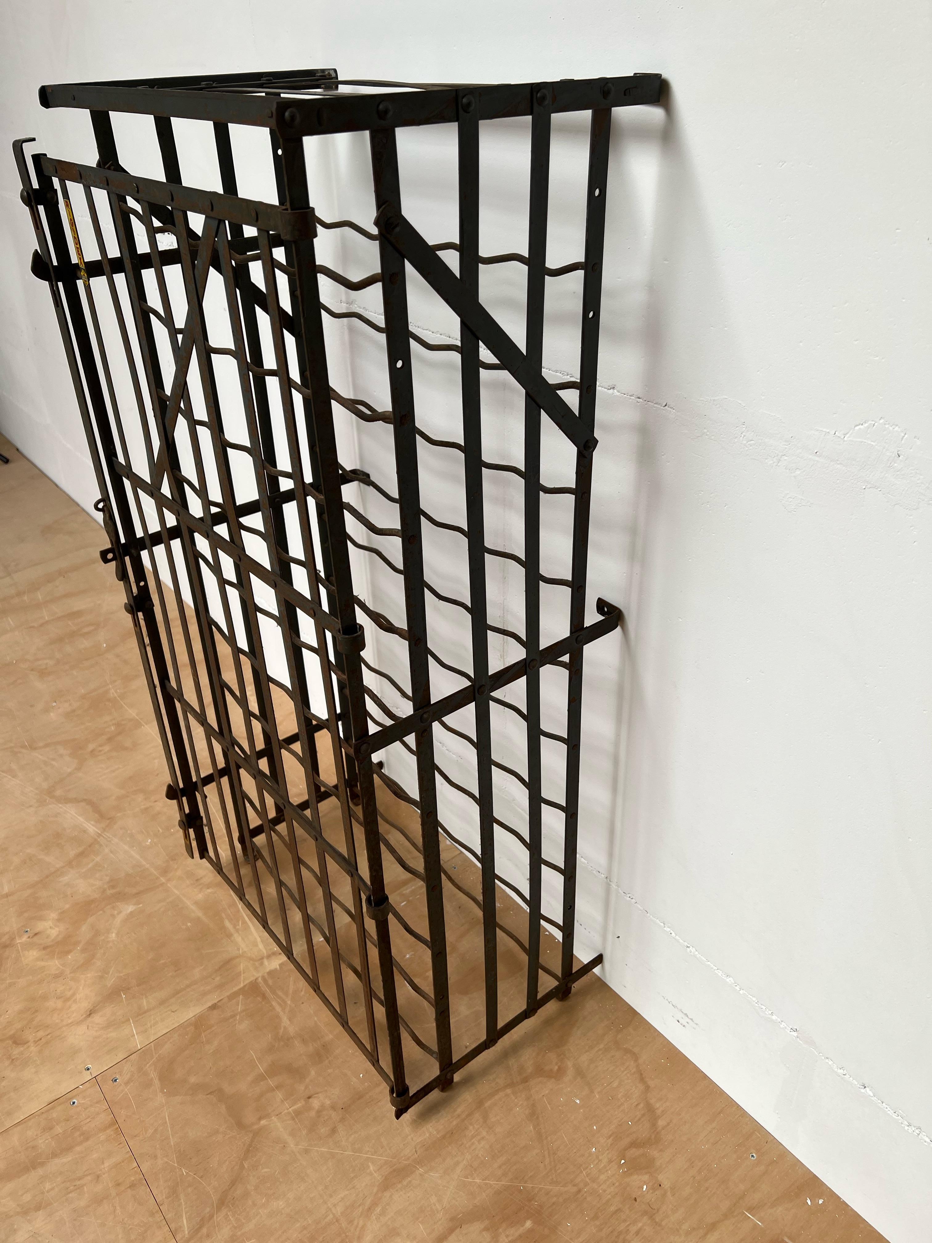 Great French Wrought Iron Wine Rack Storage Locker by Rigidex Holding 50 Bottles For Sale 4