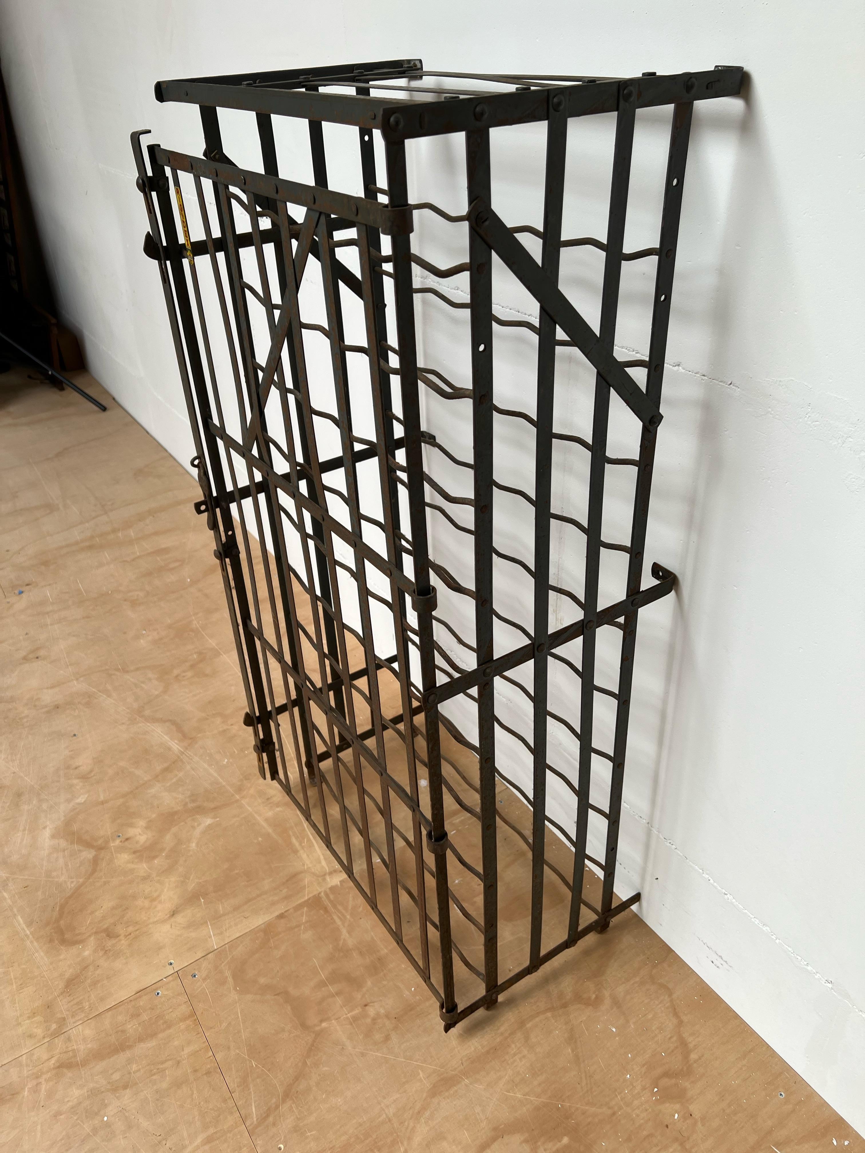 Great French Wrought Iron Wine Rack Storage Locker by Rigidex Holding 50 Bottles For Sale 6
