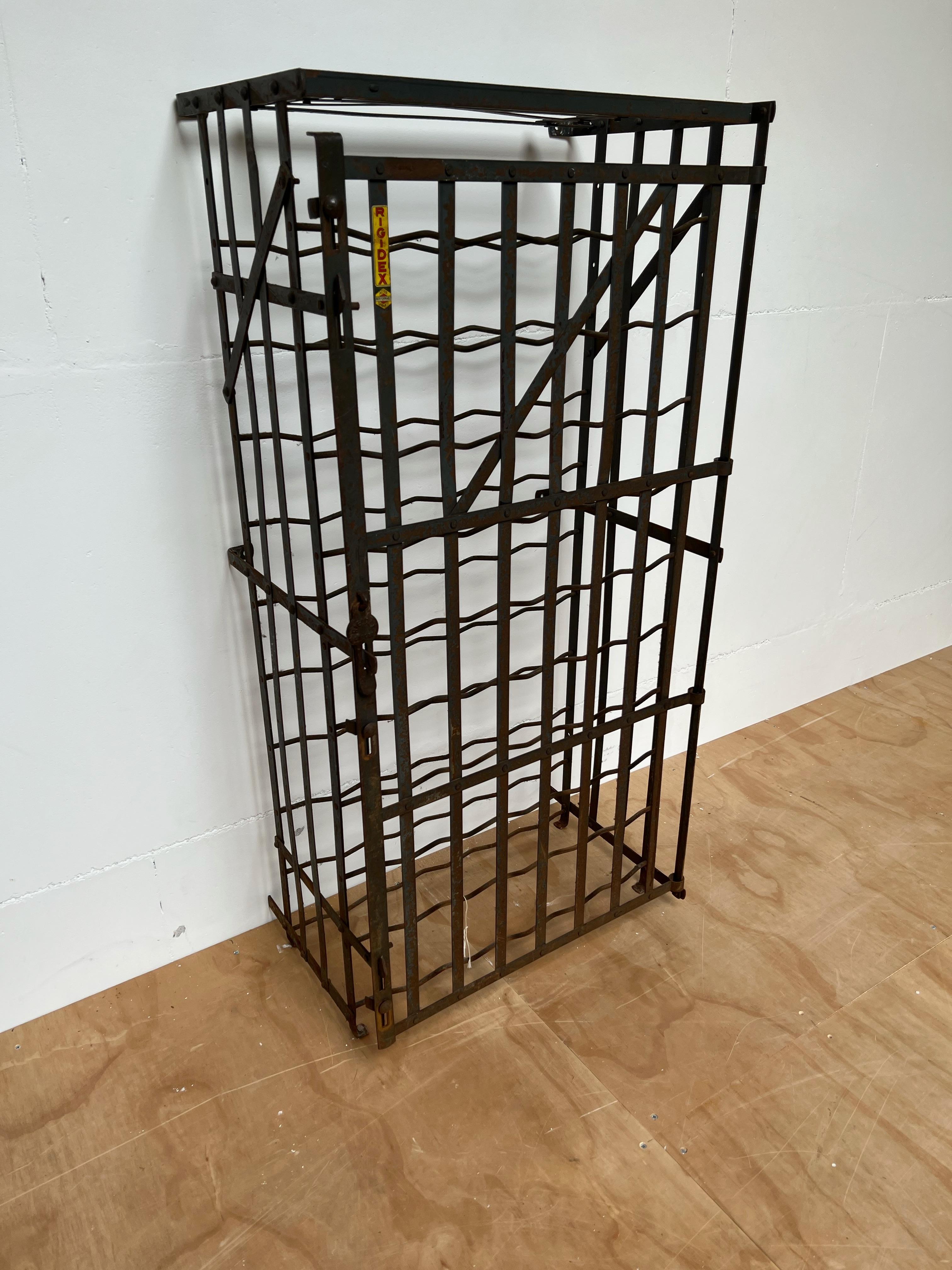Great French Wrought Iron Wine Rack Storage Locker by Rigidex Holding 50 Bottles For Sale 7