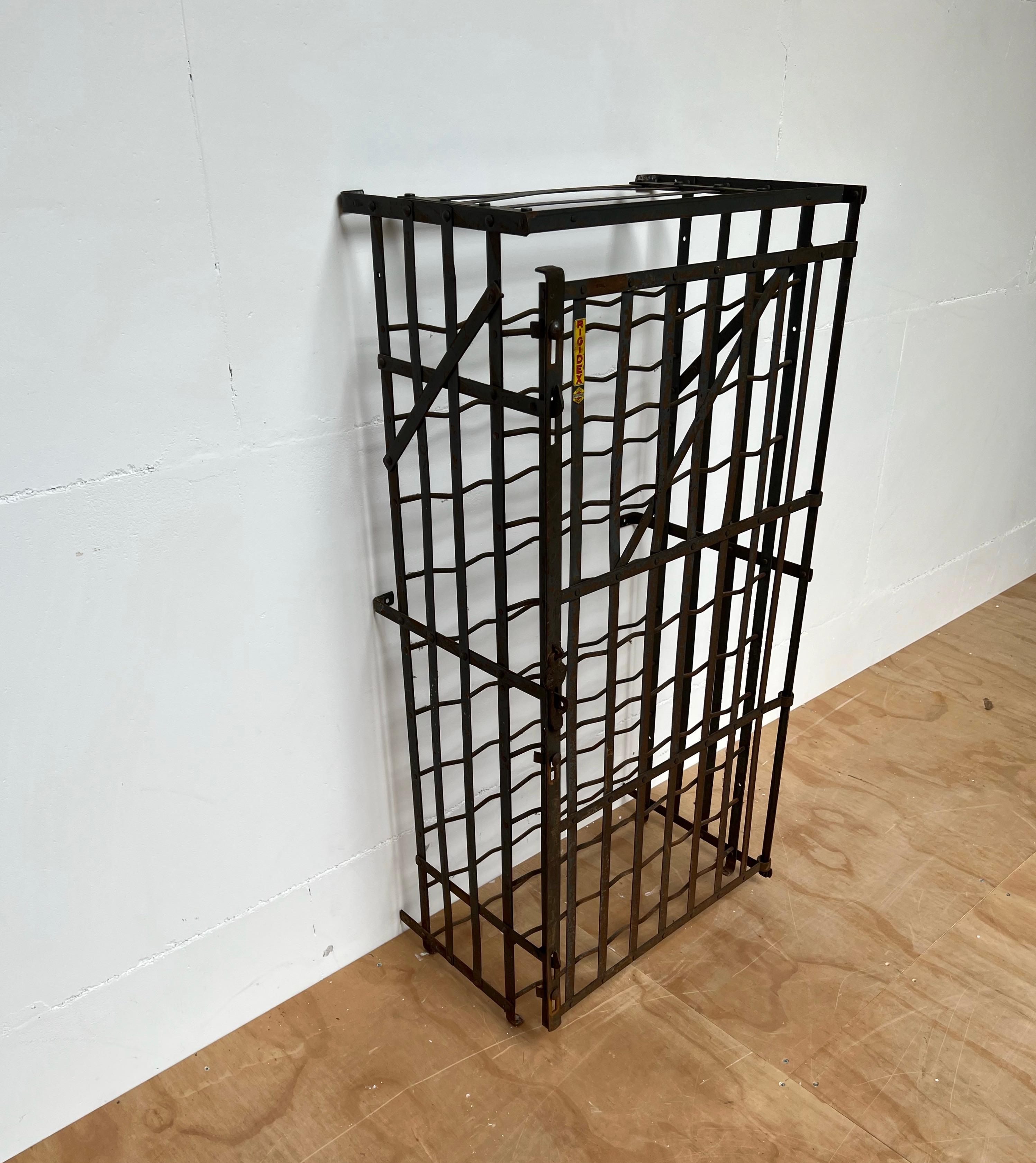 Great French Wrought Iron Wine Rack Storage Locker by Rigidex Holding 50 Bottles For Sale 8