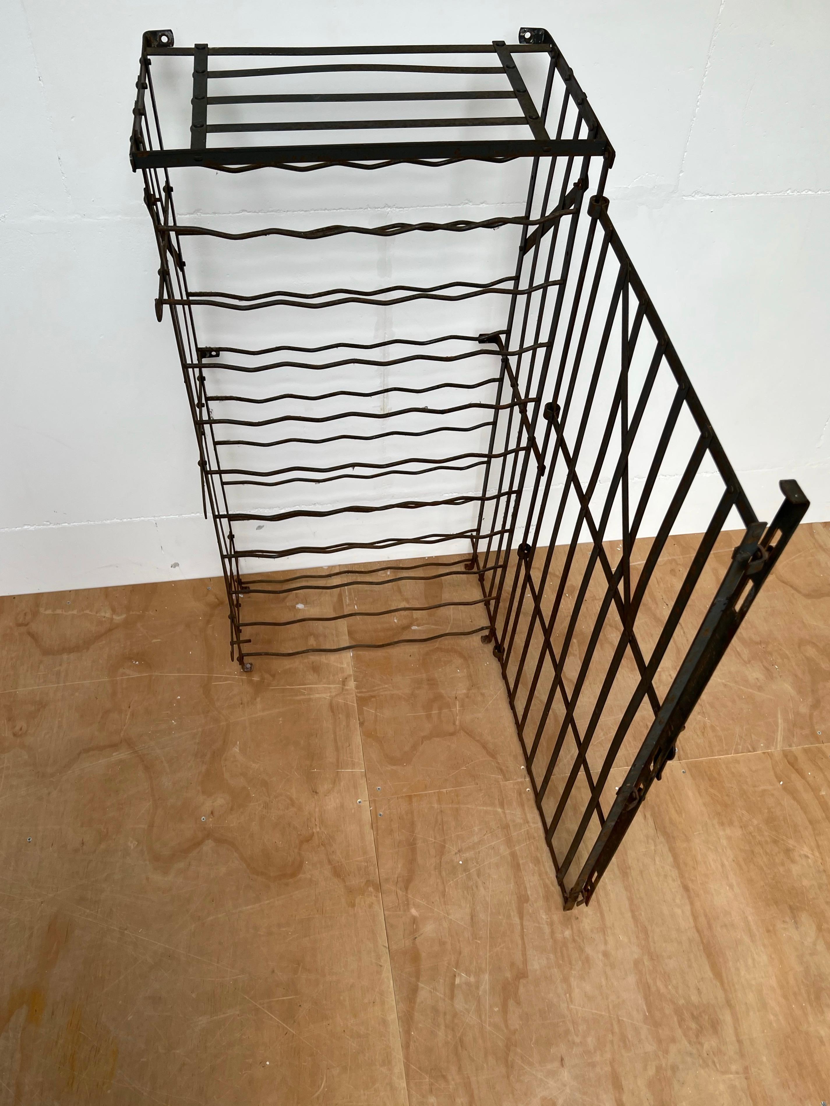 Great French Wrought Iron Wine Rack Storage Locker by Rigidex Holding 50 Bottles In Good Condition For Sale In Lisse, NL