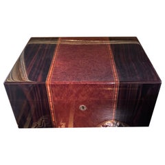 GREAT GIFT. Handsome Exotic Wood Humidor With Fitted Interior, Polished Finish.
