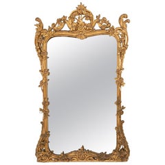 Great Glazing Bead Mirror in Carved and Giltwood, Louis XV Period