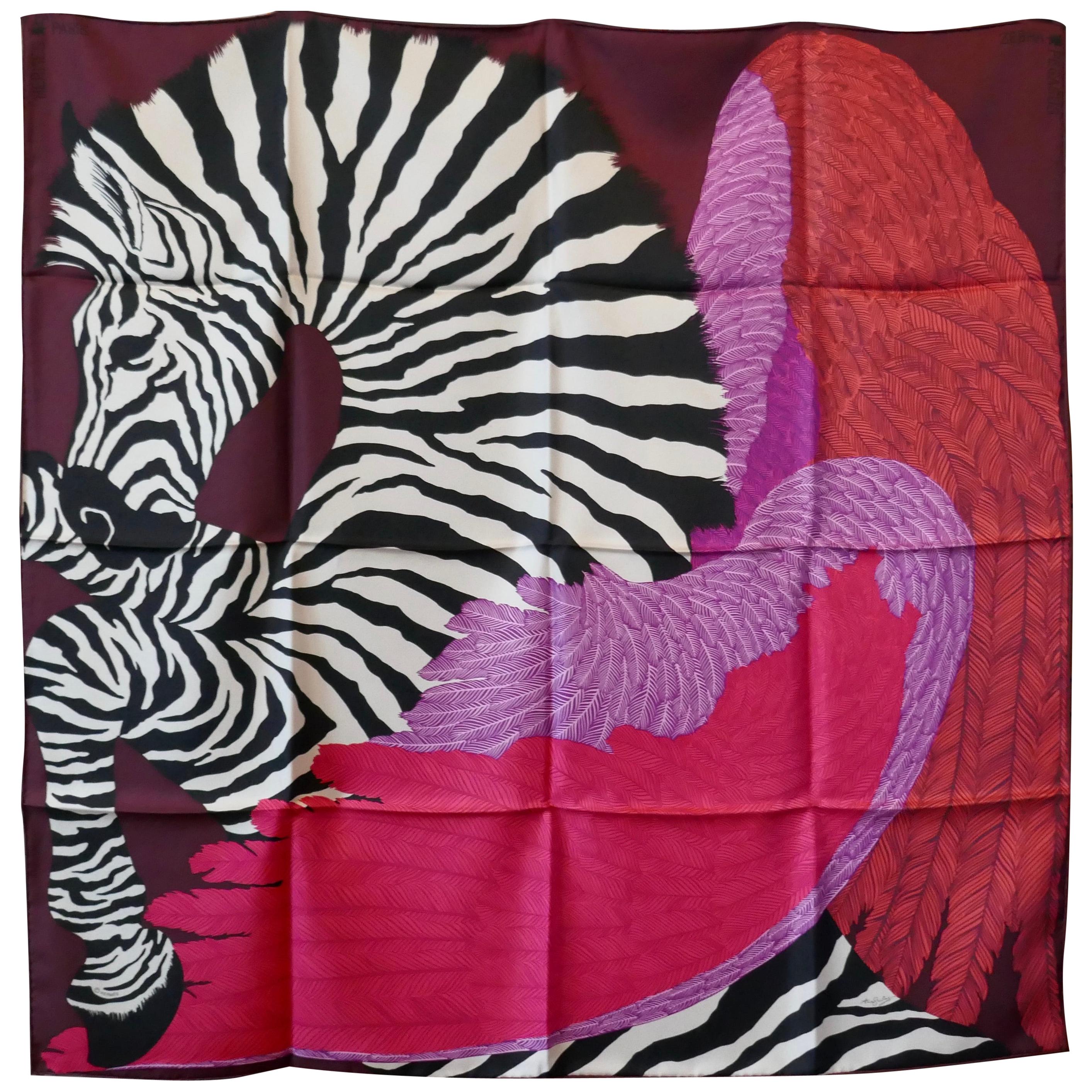 Great Hermes Silk Scarf “Zebra Pegasus” by Alice Shirley, 2014 First issue