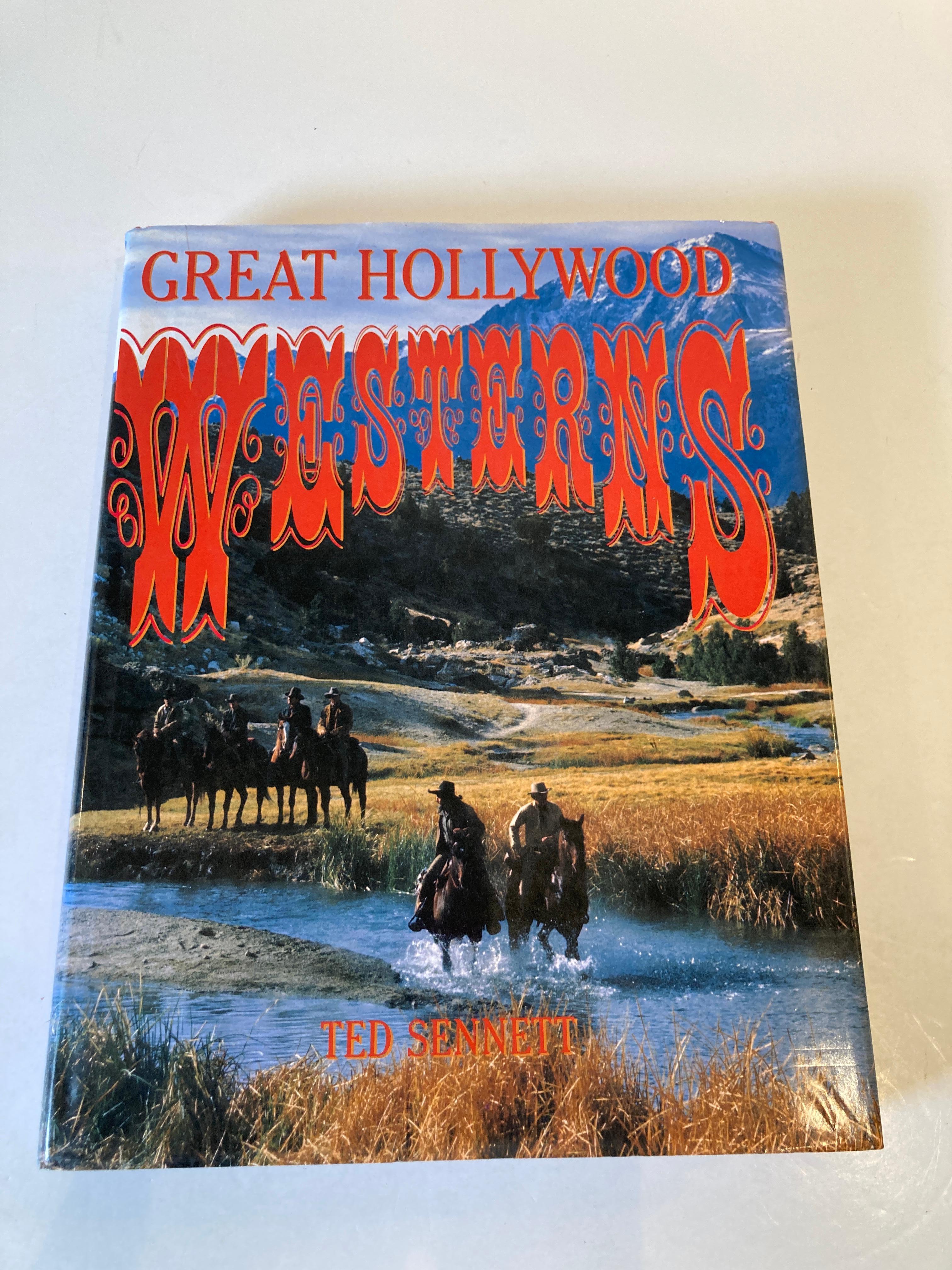 Great Hollywood Westerns by Ted Sennett
Abrams, 1990 - Motion pictures - 272 pages.
This volume offers all the timeless images and icons of the movie West, from wagon trains snaking across the prairies to the grizzled face of John Wayne. 
With 75