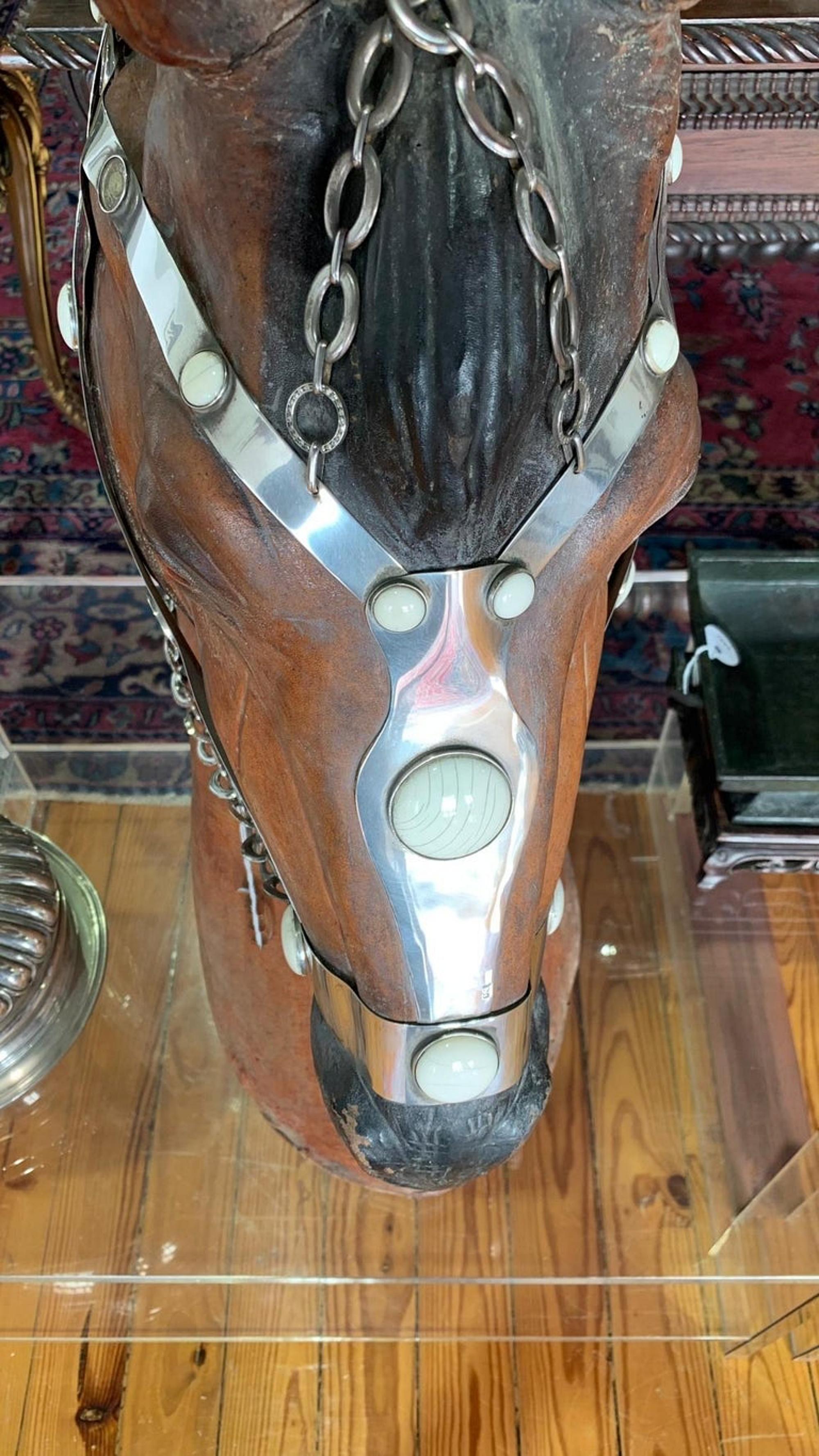 Portuguese GREAT HORSE BACK  In 20th Century English Leather and Silver For Sale