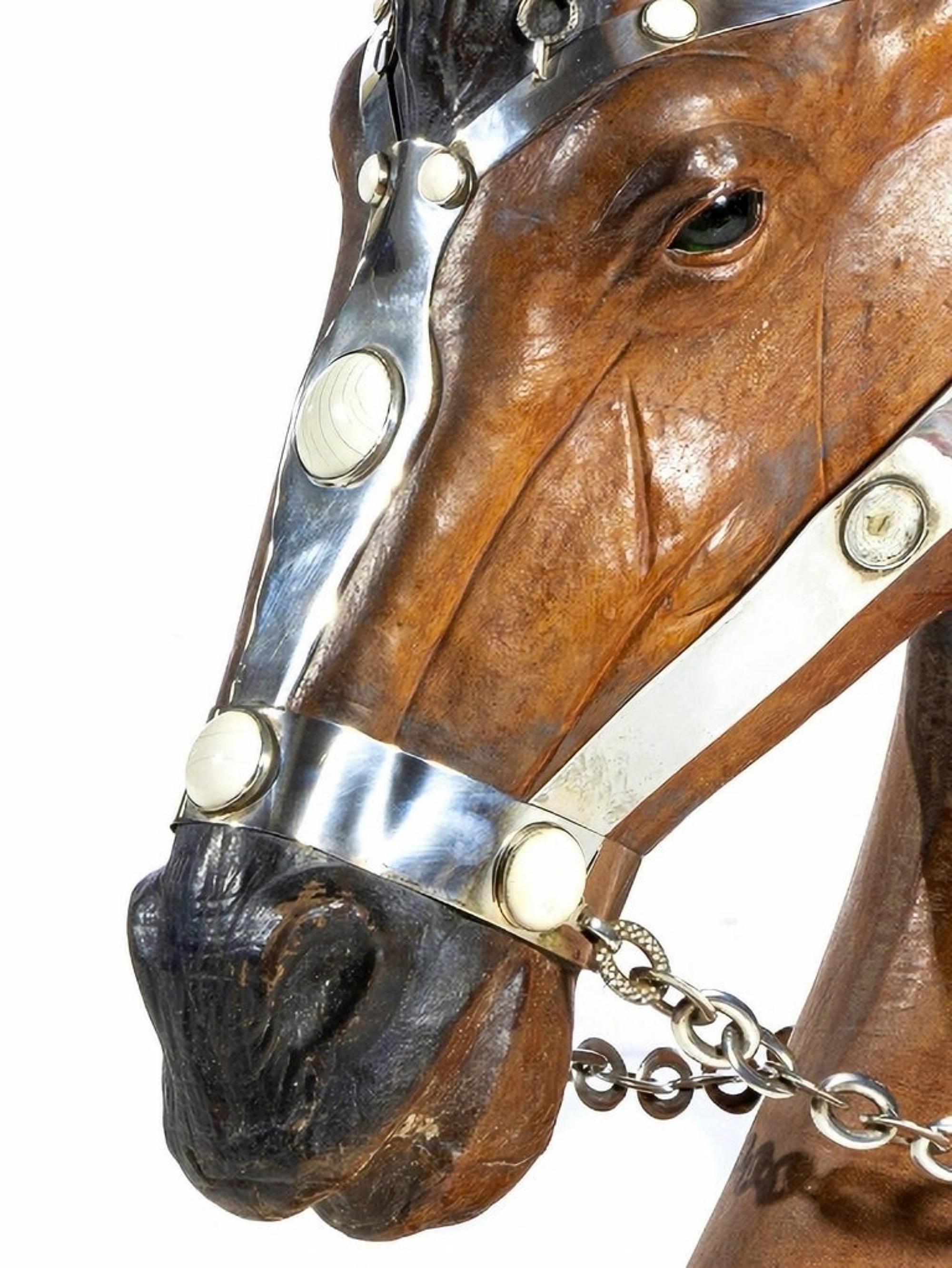 GREAT HORSE BACK  In 20th Century English Leather and Silver For Sale 2