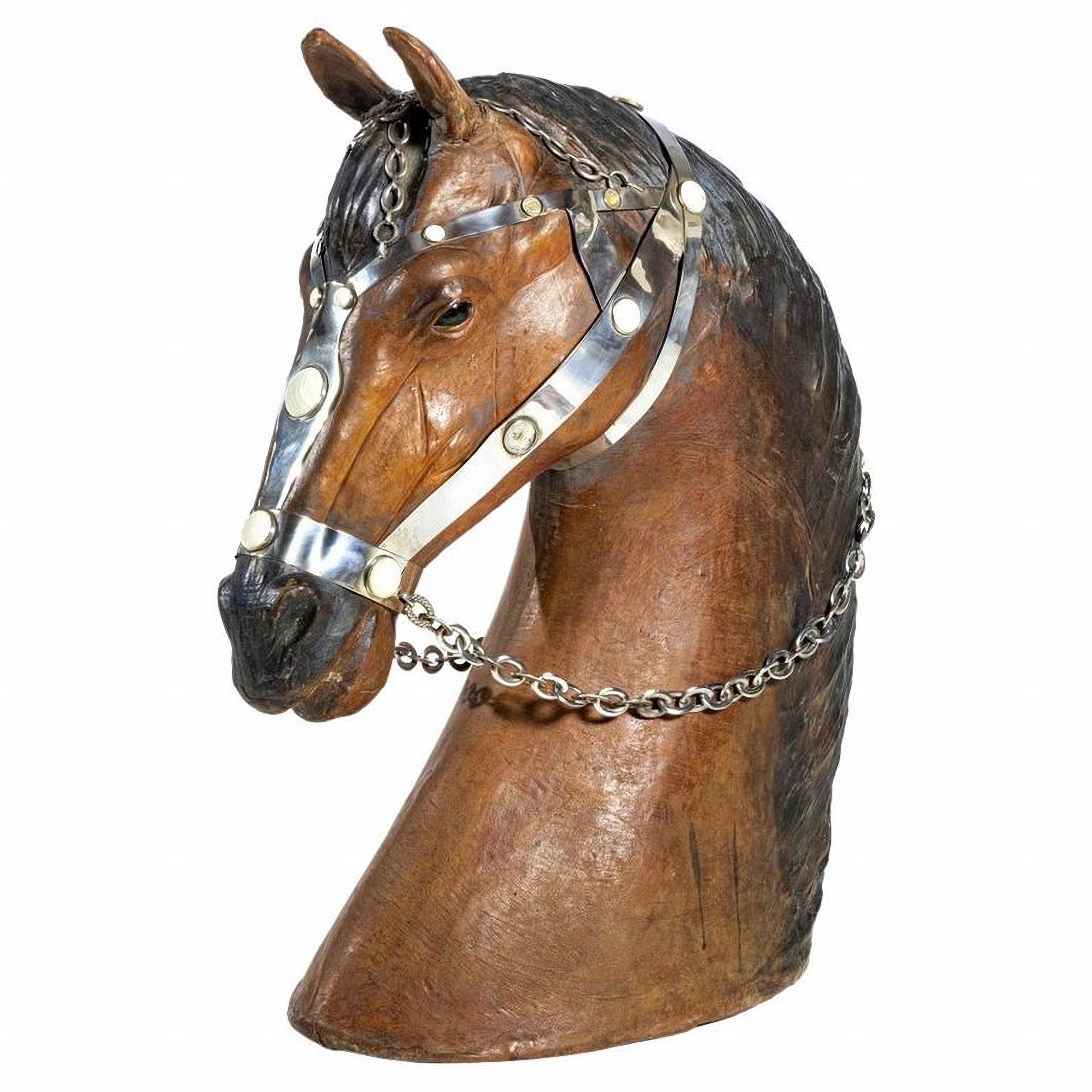 GREAT HORSE BACK  In 20th Century English Leather and Silver For Sale 3