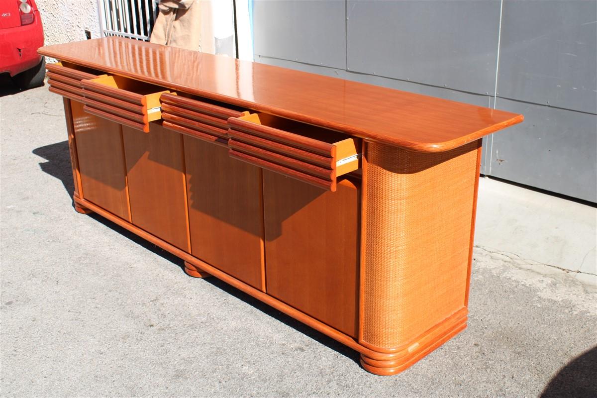 Great Italian Design Roberti 1970s Sideboard in Rattan Bamboo For Sale 1