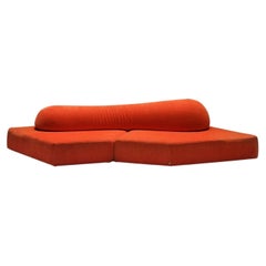 Used Great Italian On The Rocks modular sofa in orange by Francesco Binfaré for EDRA