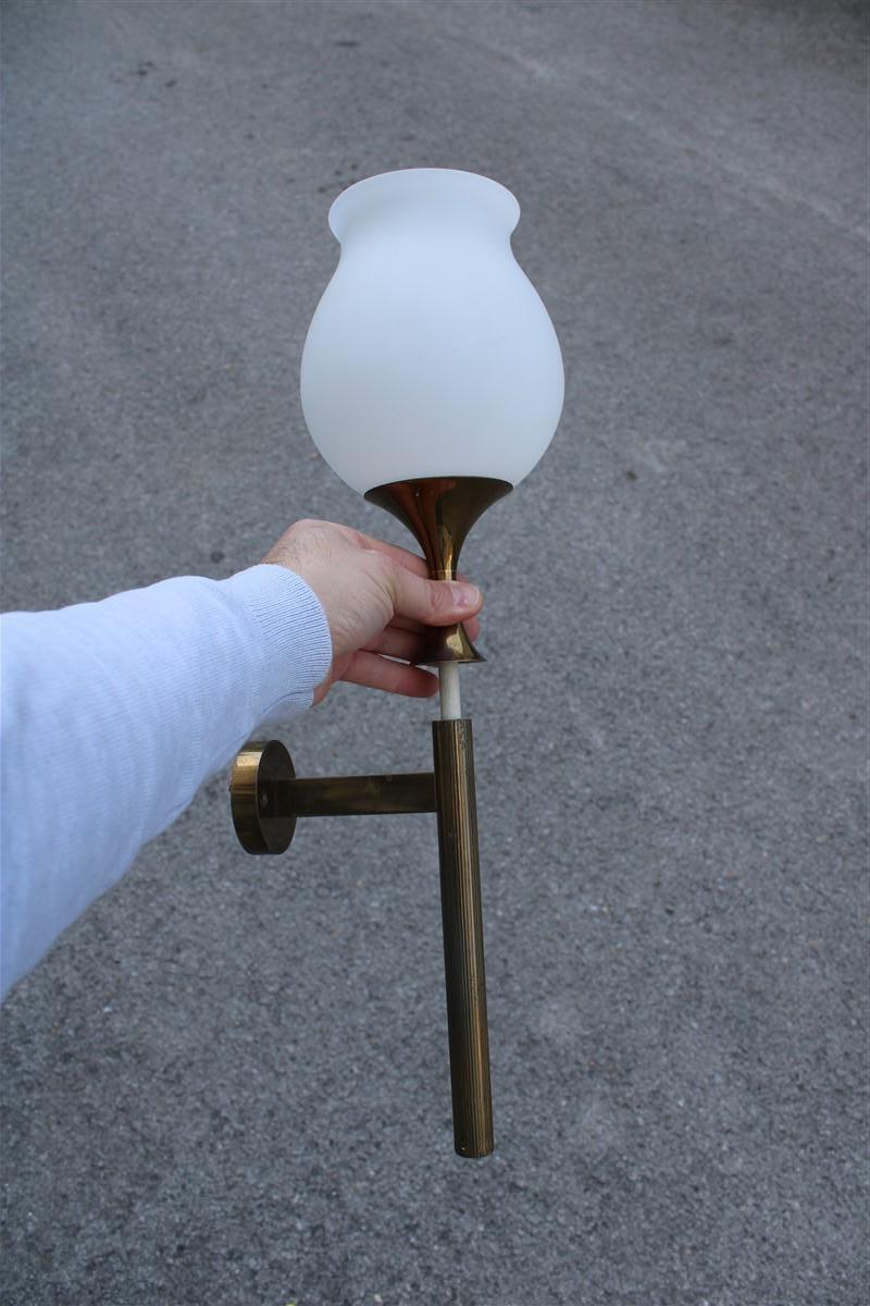 Great Italian Sconce Arredoluce Monza Angelo Lelii 1950s Brass and Glass For Sale 6