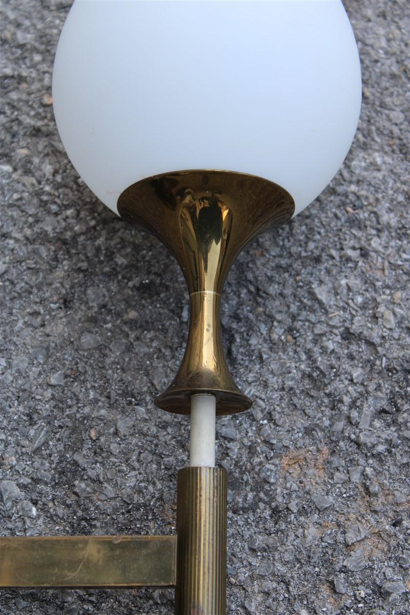 Mid-Century Modern Great Italian Sconce Arredoluce Monza Angelo Lelii 1950s Brass and Glass For Sale