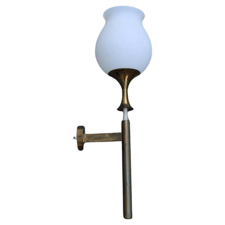 Great Italian Sconce Arredoluce Monza Angelo Lelii 1950s Brass and Glass For Sale