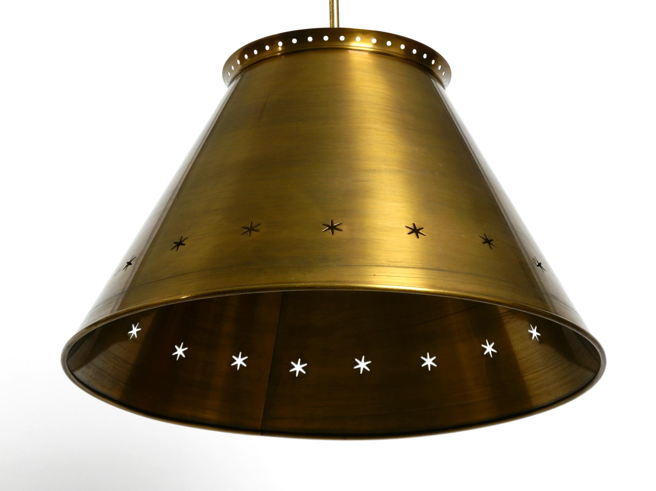Great Italian XXL Mid Century Brass Ceiling Lamps with Long Rod For Sale 8