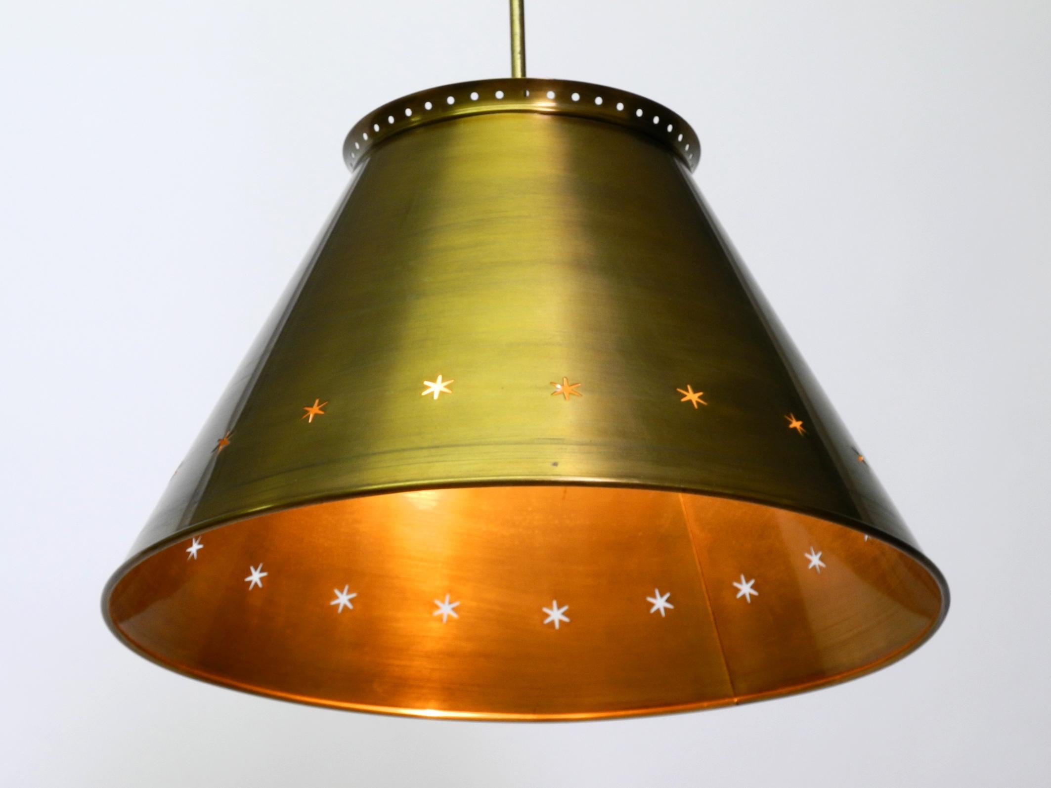 Mid-Century Modern Great Italian XXL Mid Century Brass Ceiling Lamps with Long Rod For Sale