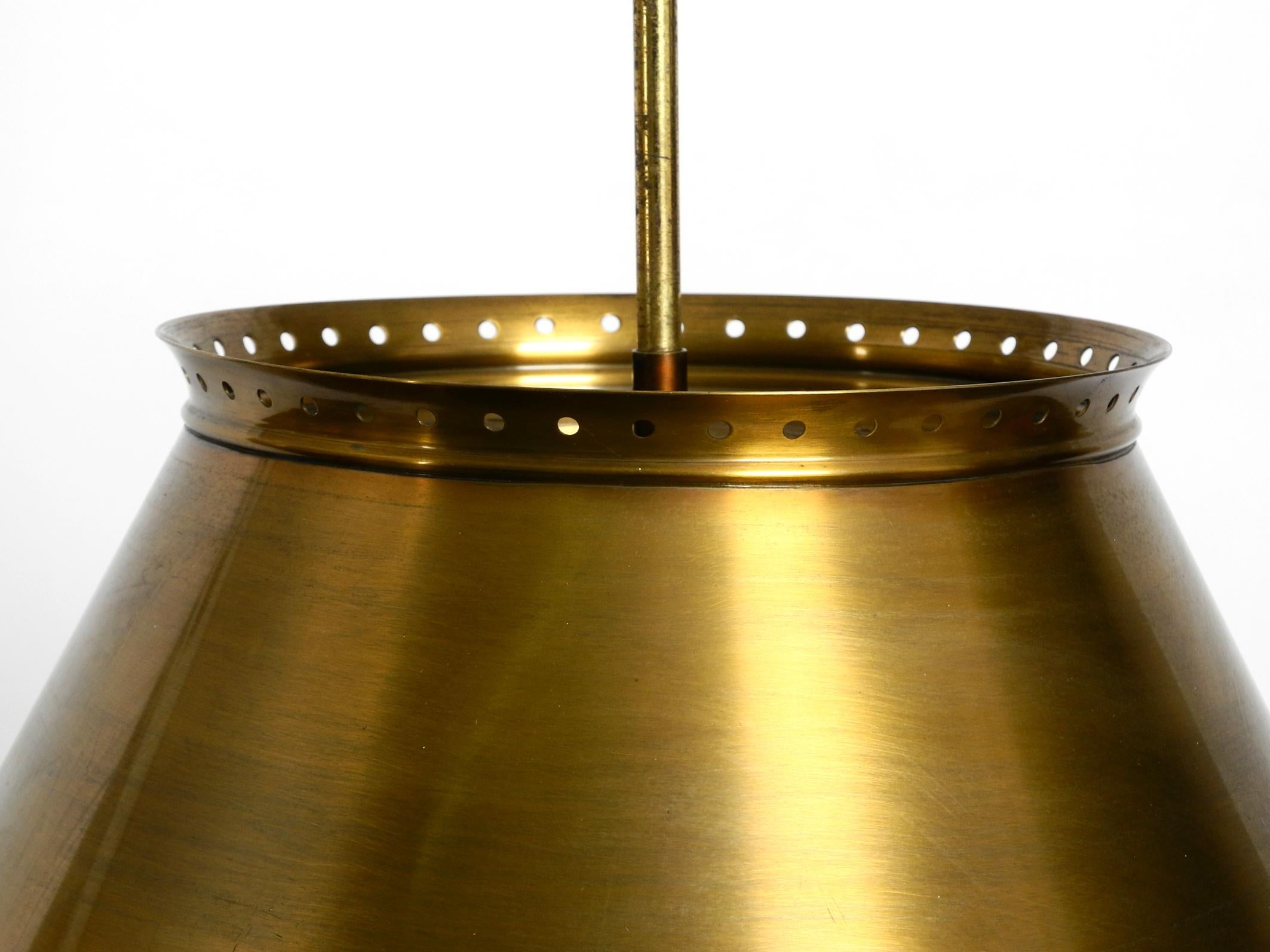 Great Italian XXL Mid Century Brass Ceiling Lamps with Long Rod For Sale 1