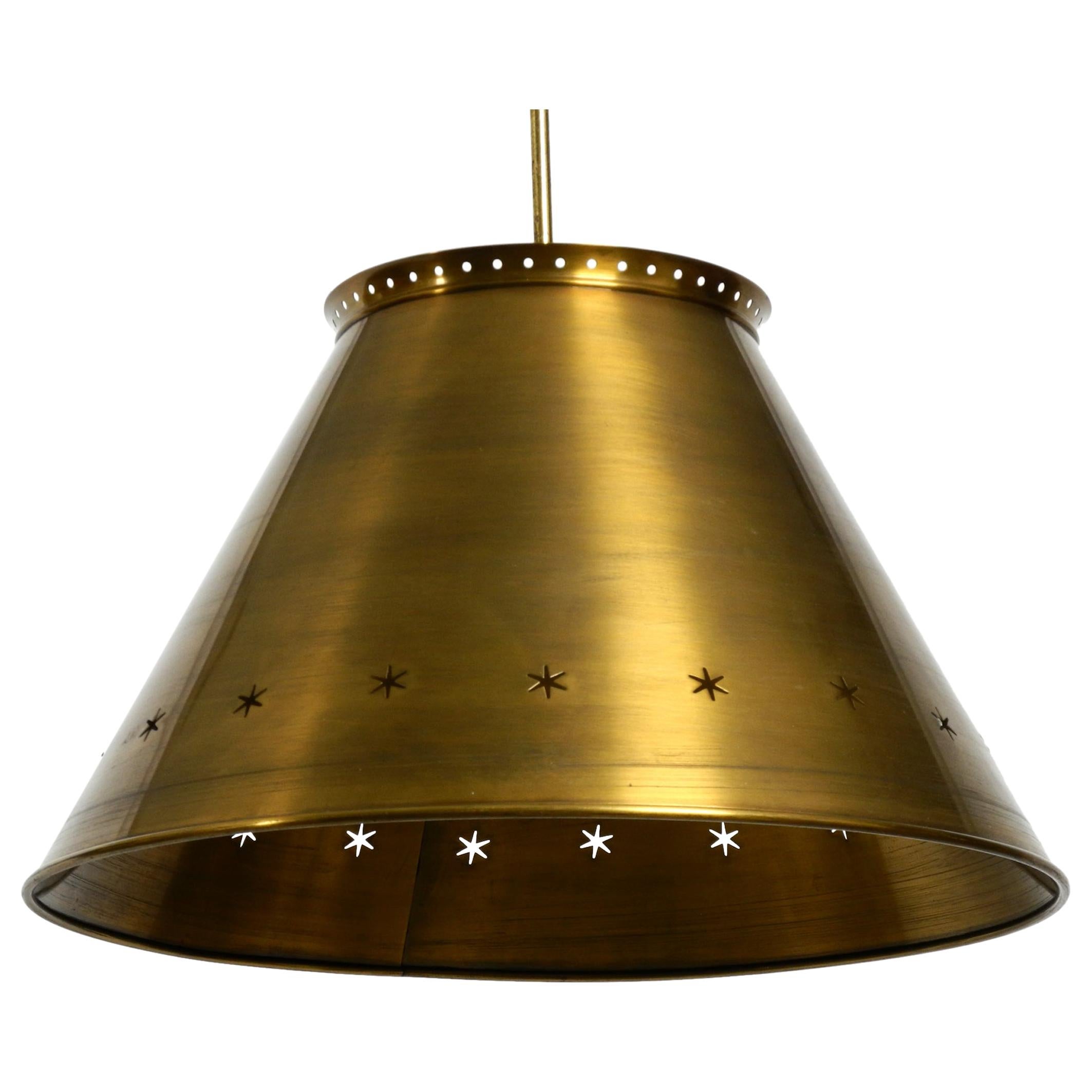 Great Italian XXL Mid Century Brass Ceiling Lamps with Long Rod