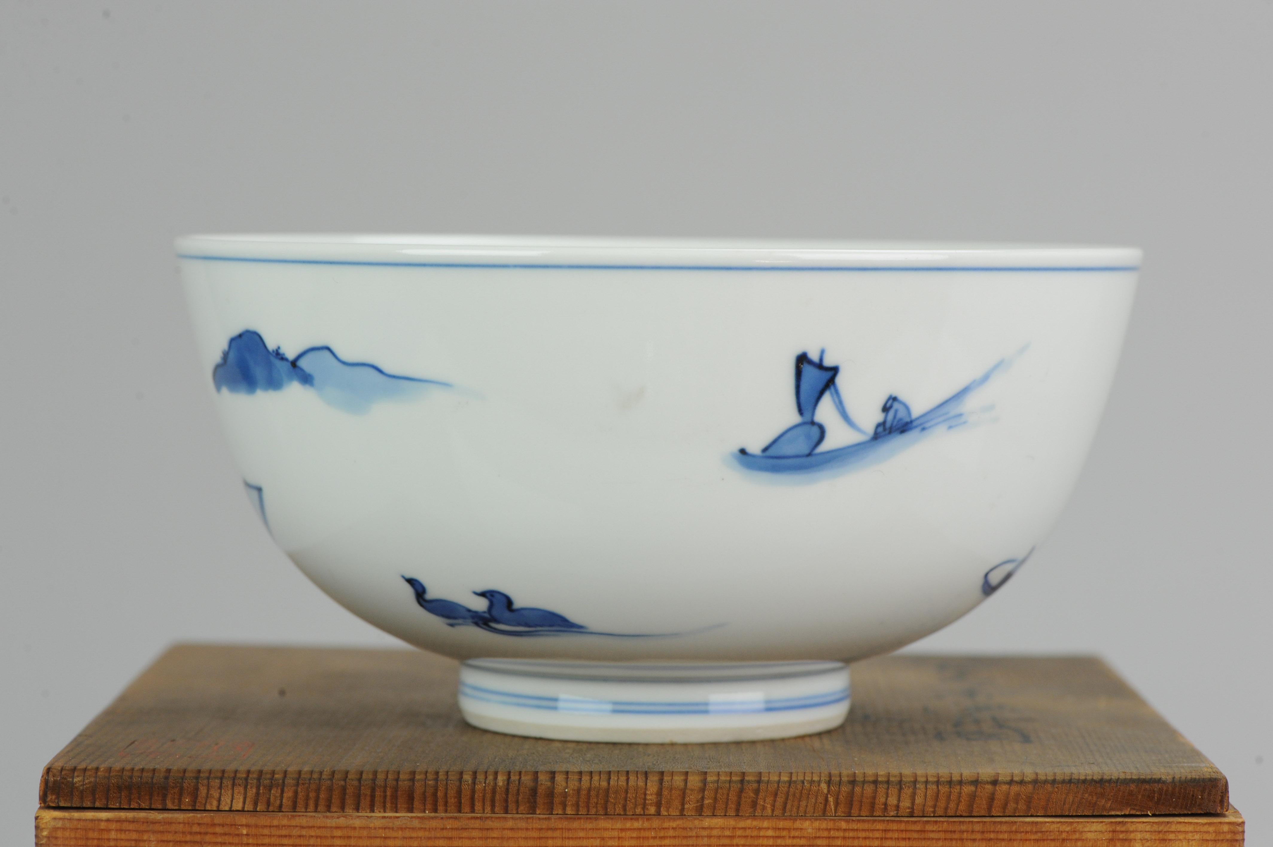 Great Japanese Bowl with Sea Landscape & Boats Arita Japan + Box, 20th Century.

Nice and very beautiful bowl.

Additional information:
Material: Porcelain & Pottery
Type: Bowls
Region of Origin: Japan
Period: 20th Century 
Original/Reproduction: