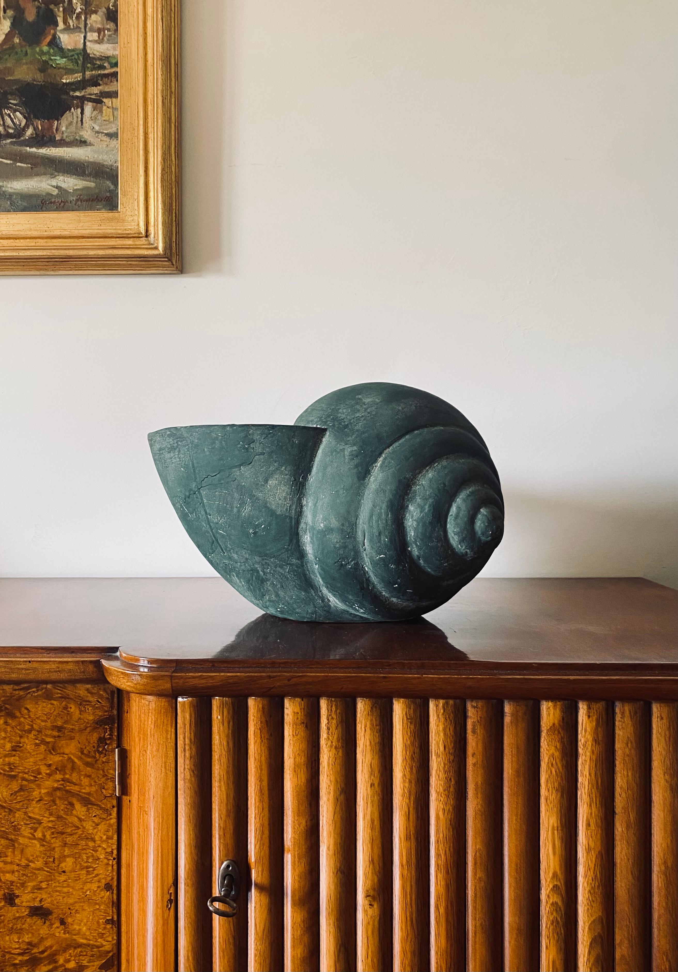 Mid-Century Modern Great lacquered terracotta shell vase / flower pot, France ca. 1960