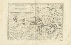 Great Lakes Antique Map — Canada, Midwest USA, Enlightenment Era, Bonne c.1780