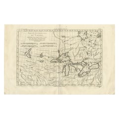 Great Lakes Antique Map — Canada, Midwest USA, Enlightenment Era, Bonne c.1780