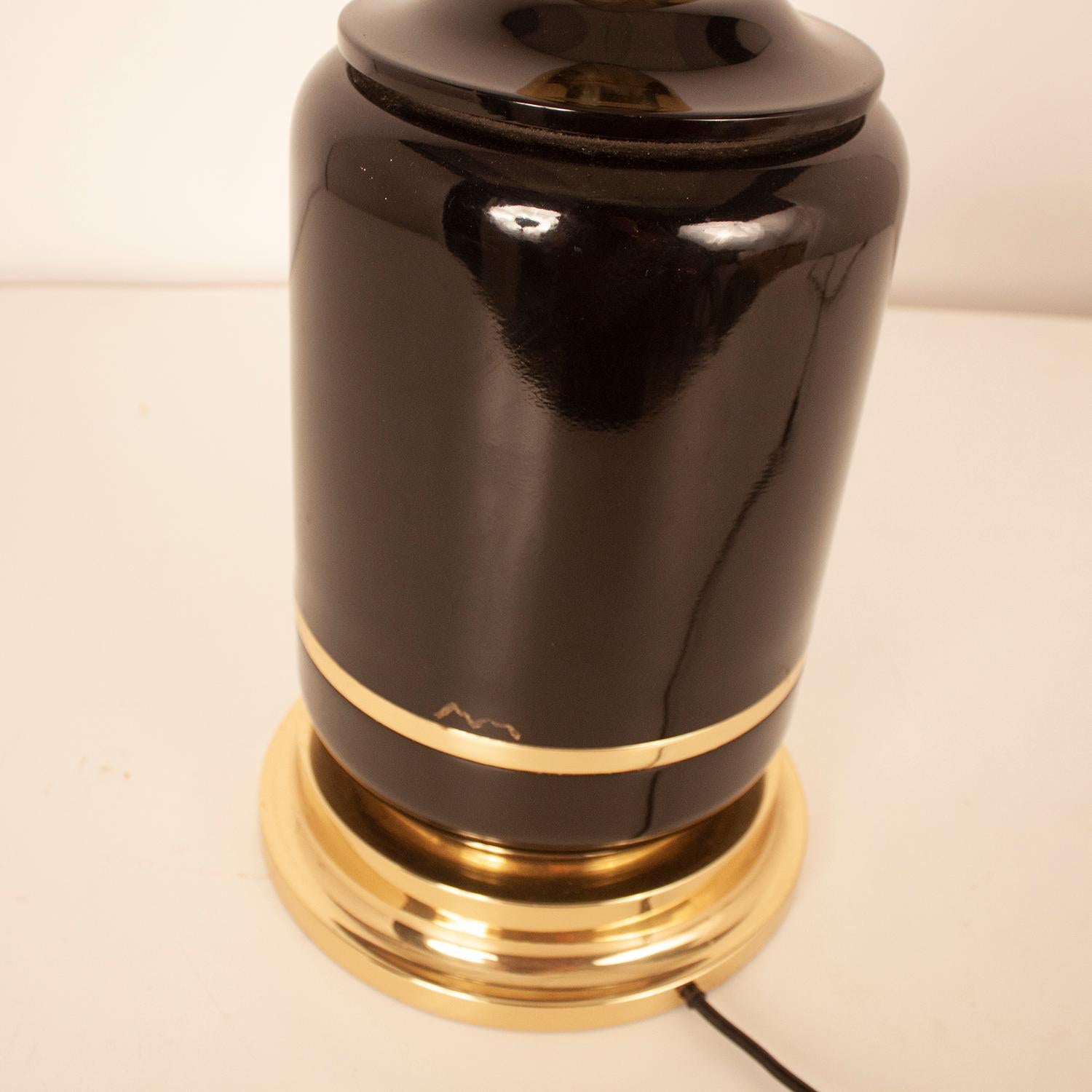Great Lamp, Brass and Lacquered by Clar, Spain, 1970s, Midcentury, Black For Sale 4