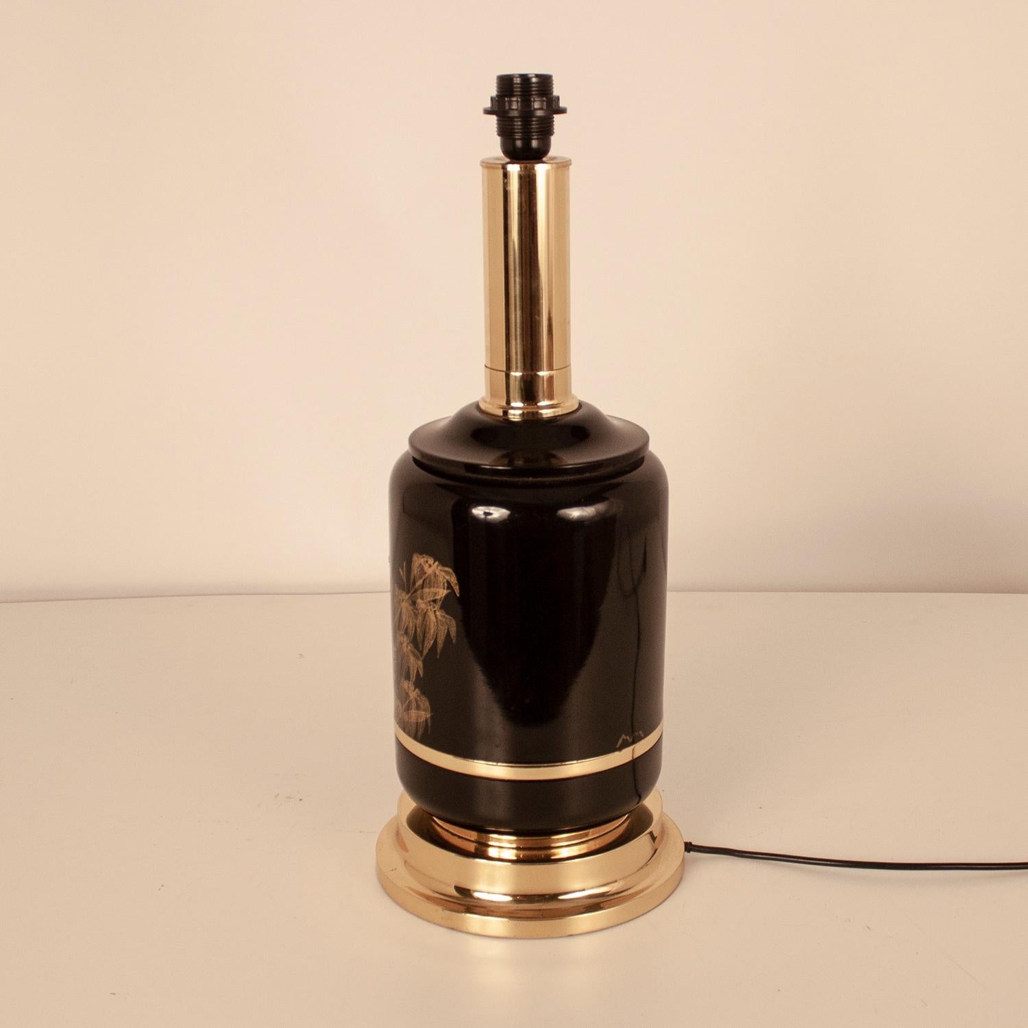 Great Lamp, Brass and Lacquered by Clar, Spain, 1970s, Midcentury, Black For Sale 5