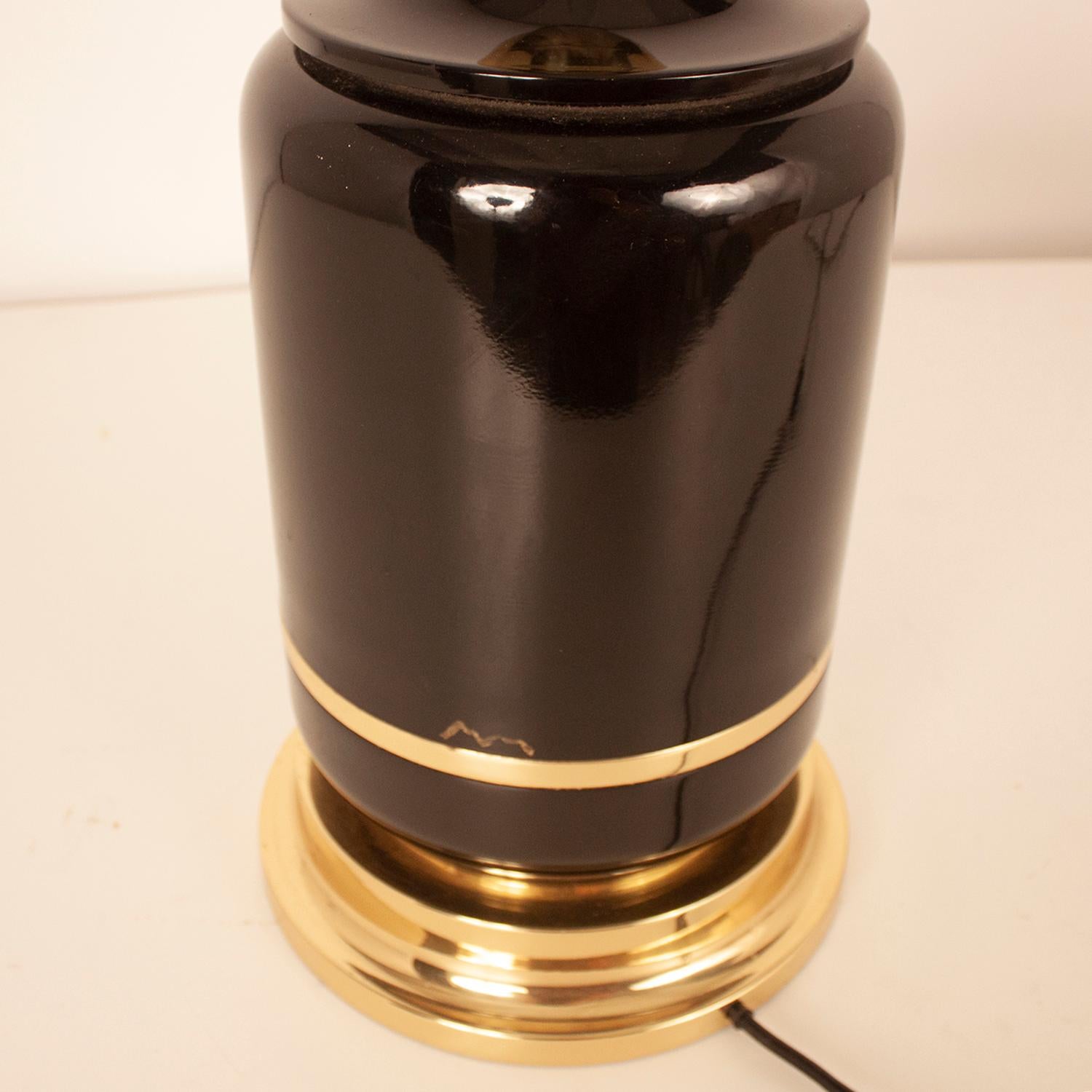 Great Lamp, Brass and Lacquered by Clar, Spain, 1970s, Midcentury, Black For Sale 6
