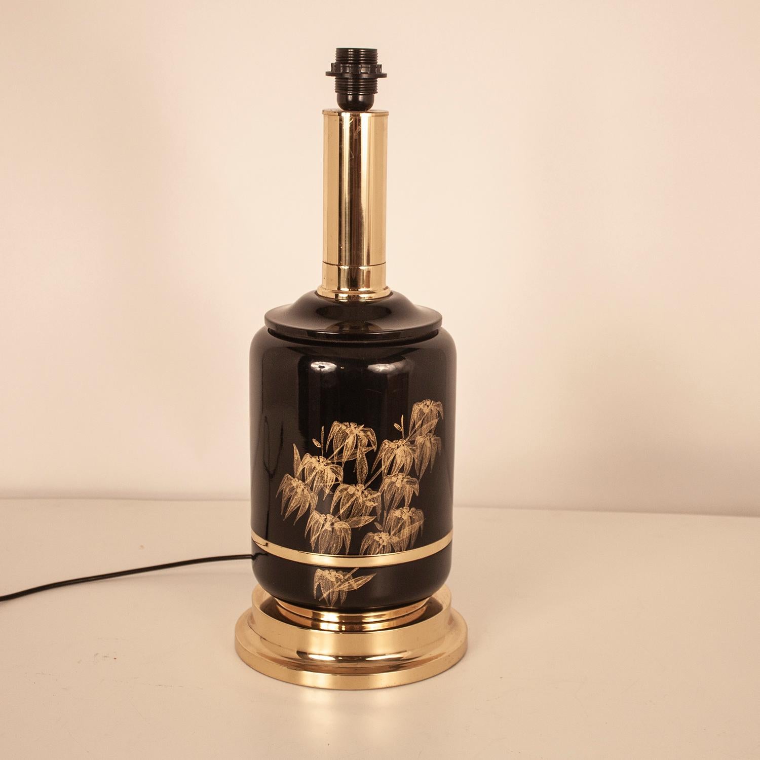 Great Lamp, Brass and Lacquered by Clar, Spain, 1970s, Midcentury, Black For Sale 2
