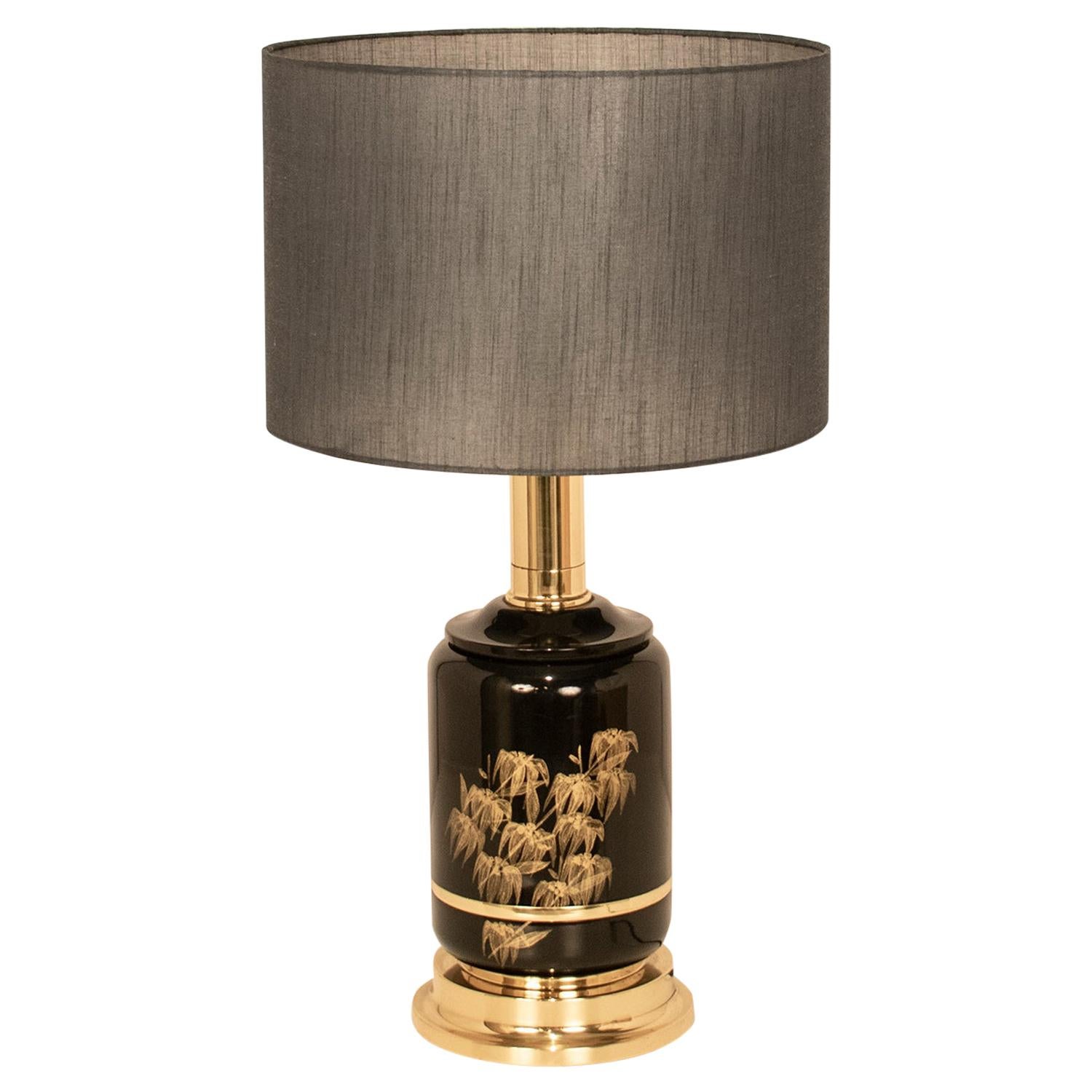 Great Lamp, Brass and Lacquered by Clar, Spain, 1970s, Midcentury, Black For Sale