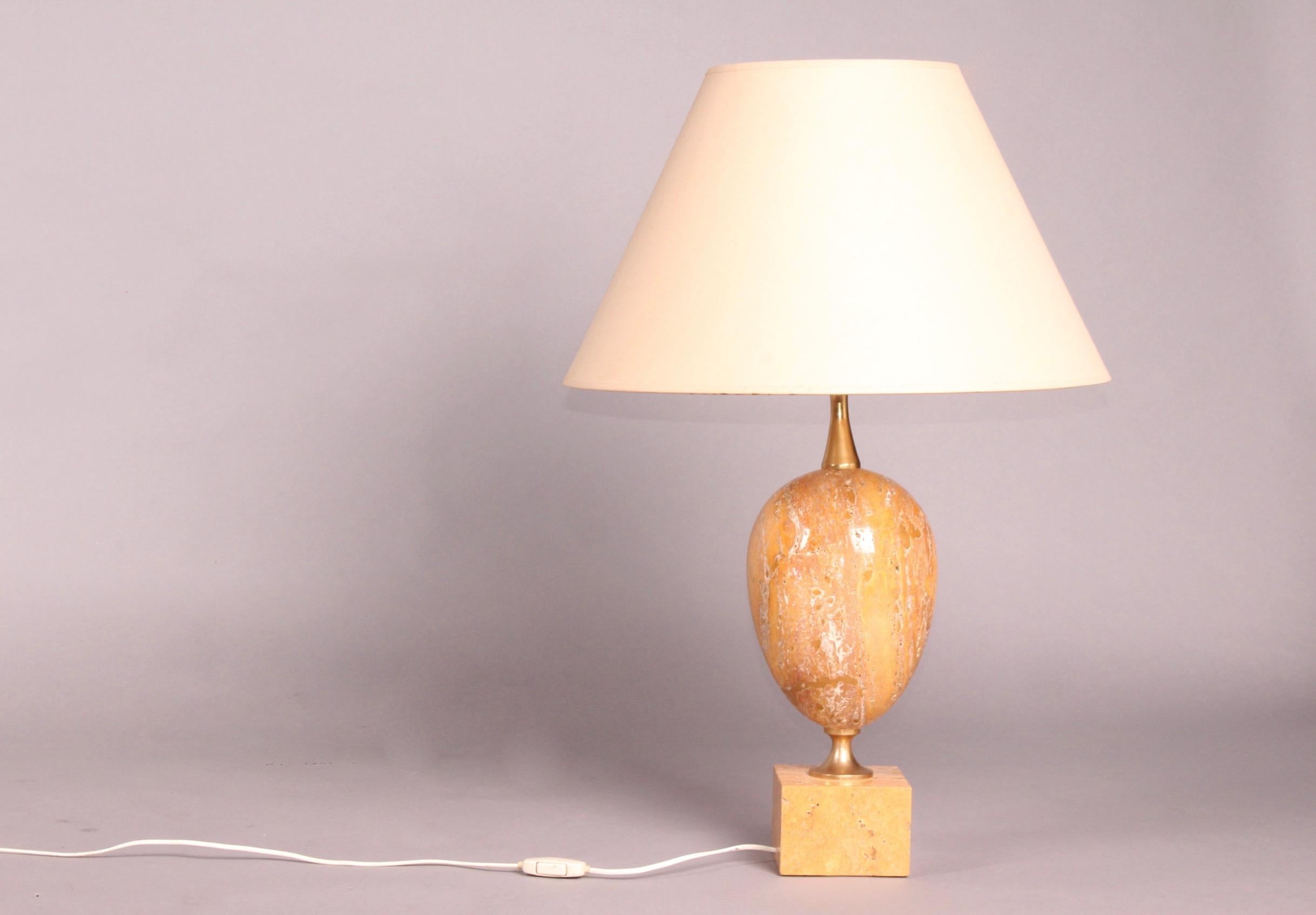 Late 20th Century Great Lamp in Orange Travertine by Barbier