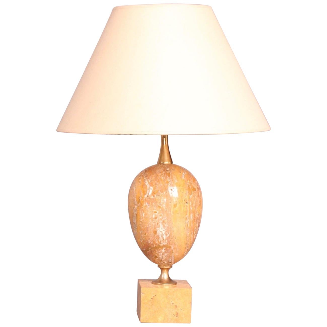 Great Lamp in Orange Travertine by Barbier