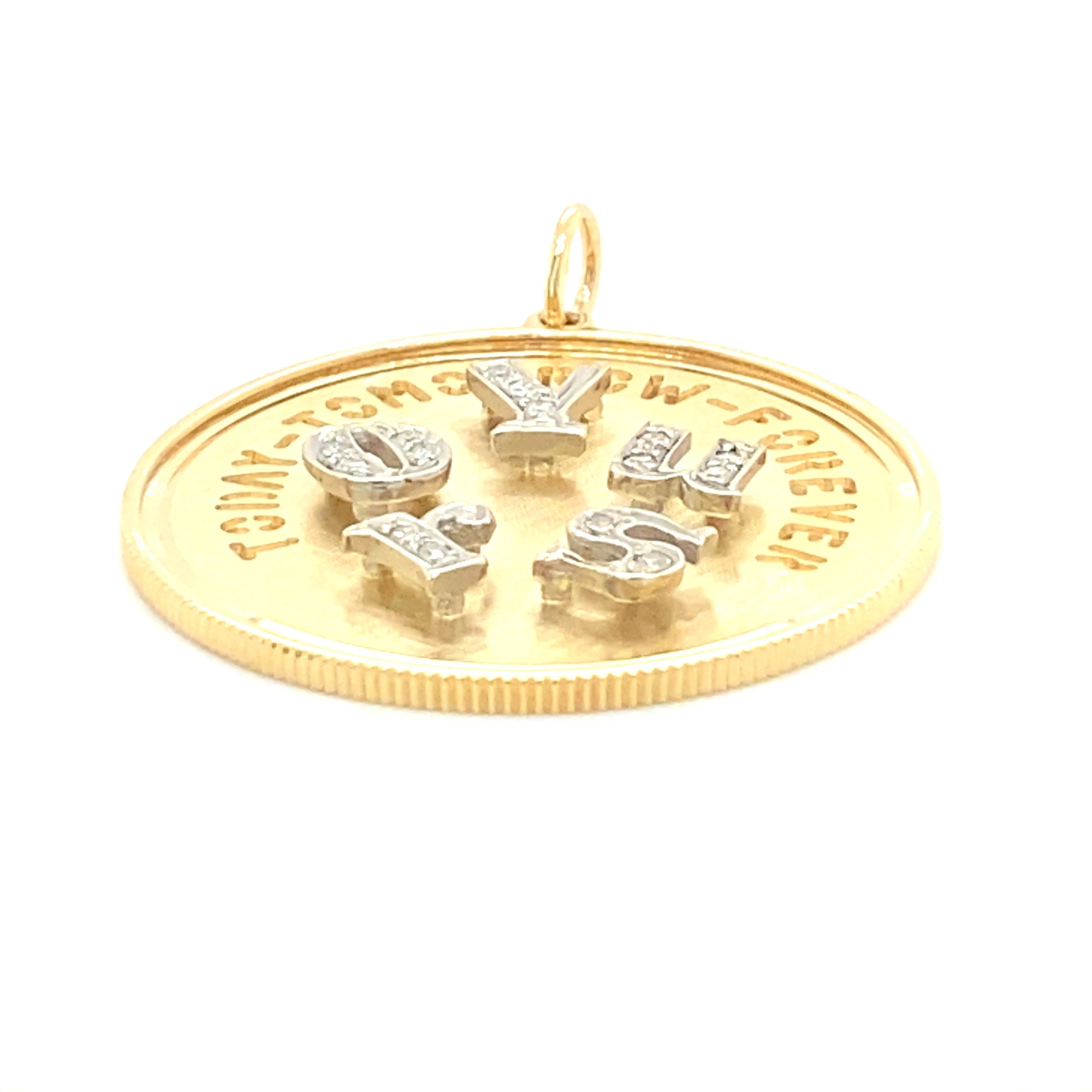 Round Cut Great Large Gold & Diamond Yours Charm