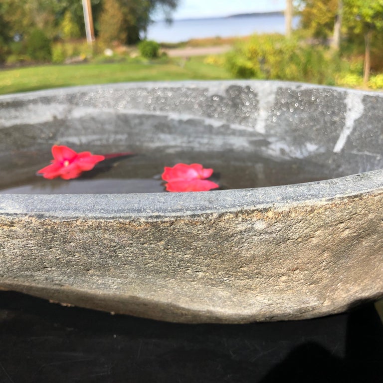 Great Larger Organic Carved Natural Stone Bowl and Planter For Sale at 1stdibs