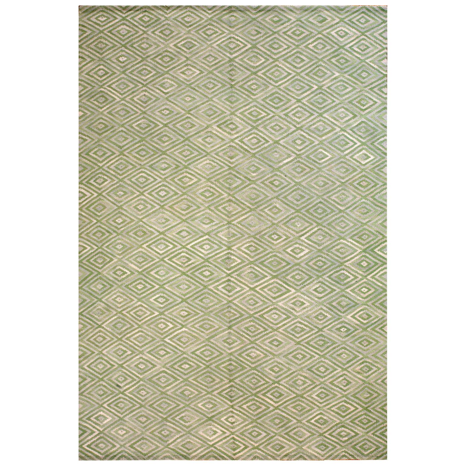 Great Light Color Diamond Pattern Contemporary Handwowen American Style Rag Rug