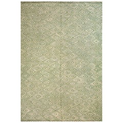 Great Light Color Diamond Pattern Contemporary Handwowen American Style Rag Rug