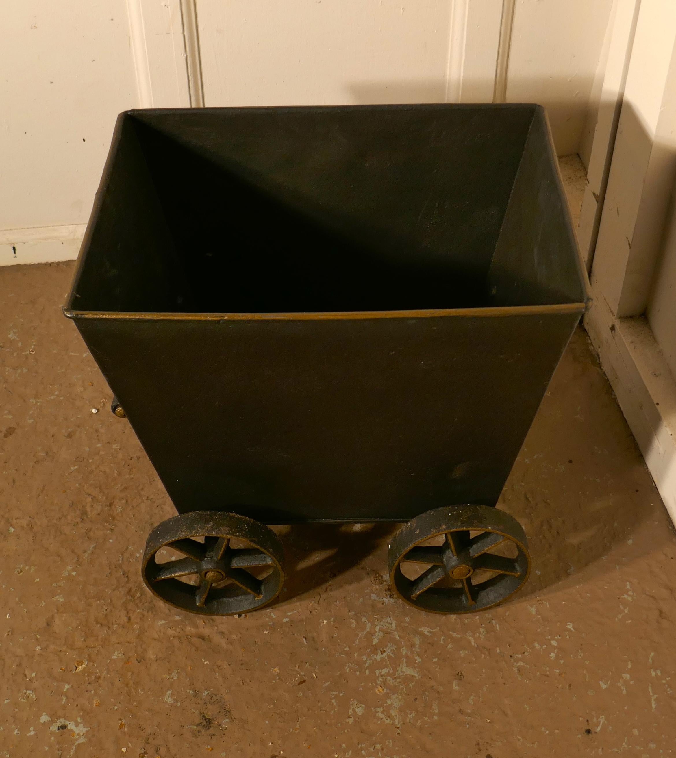 Industrial Great Little Blacksmith Made Coal Wagon, Coal Scuttle    For Sale