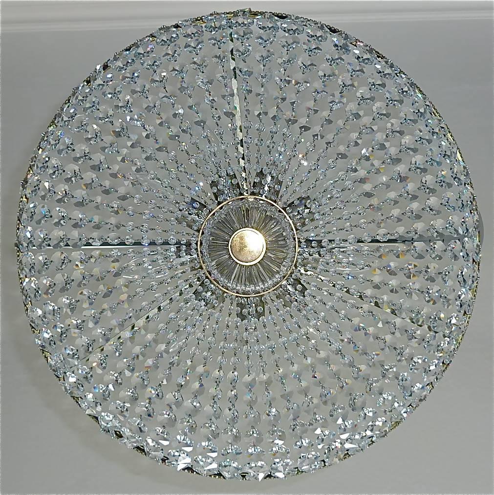 Great Lobmeyr Cascading Waterfall Chandelier Faceted Crystal Glass Brass, 1955   For Sale 6