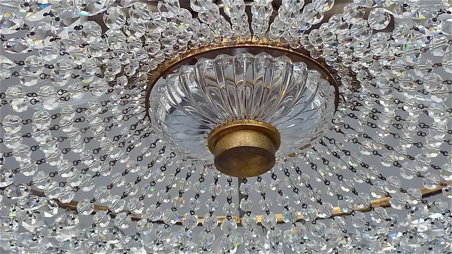 Great Lobmeyr Cascading Waterfall Chandelier Faceted Crystal Glass Brass, 1955   For Sale 2