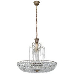 Great Lobmeyr Cascading Waterfall Chandelier Faceted Crystal Glass Brass, 1955  