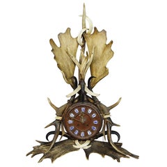 Great Lodge Style Antler Mantel Uhr 1900
