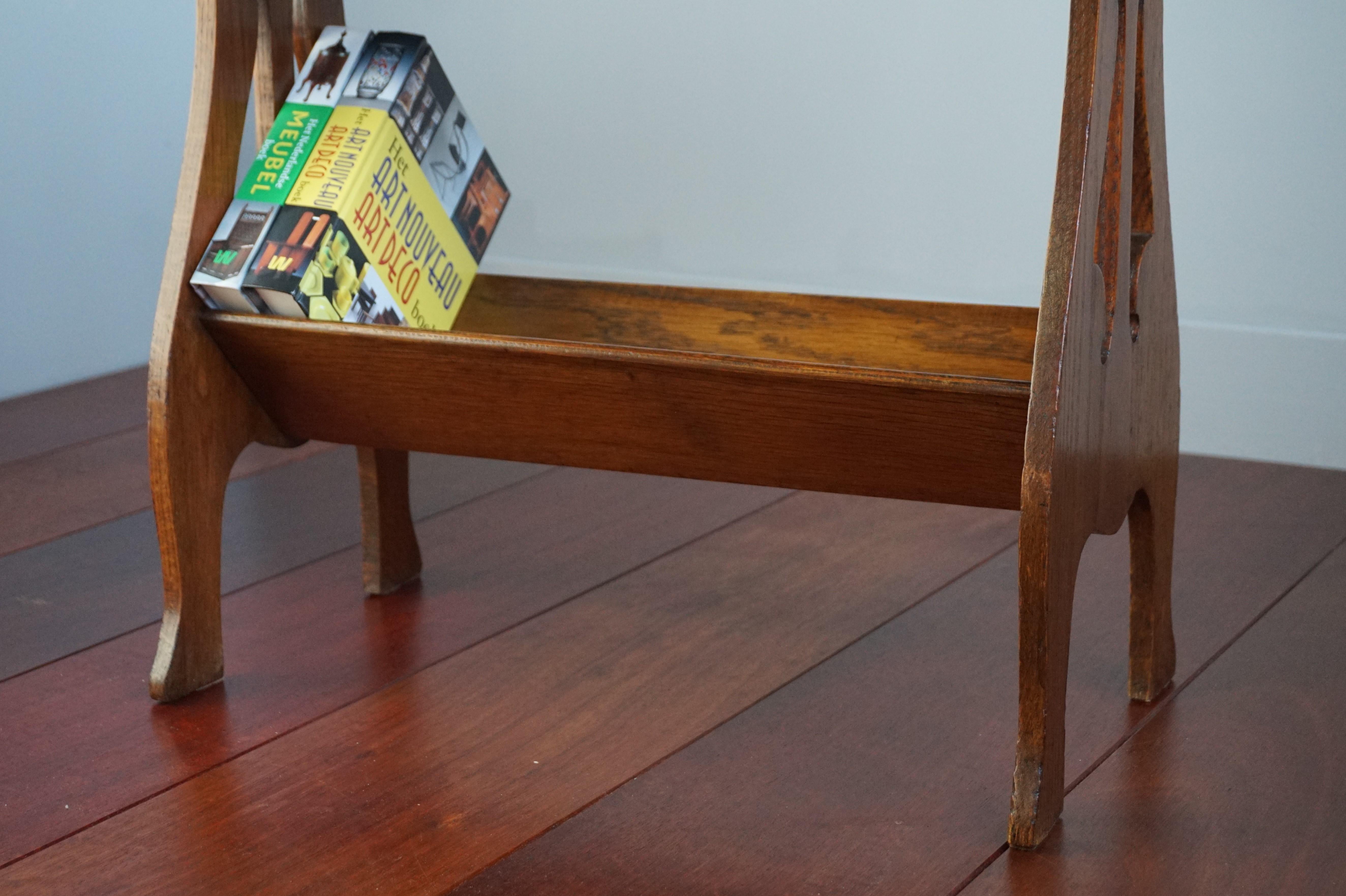 Oak Great Looking 1910s Arts and Crafts Bookcase / Book Trough and Magazine Stand For Sale