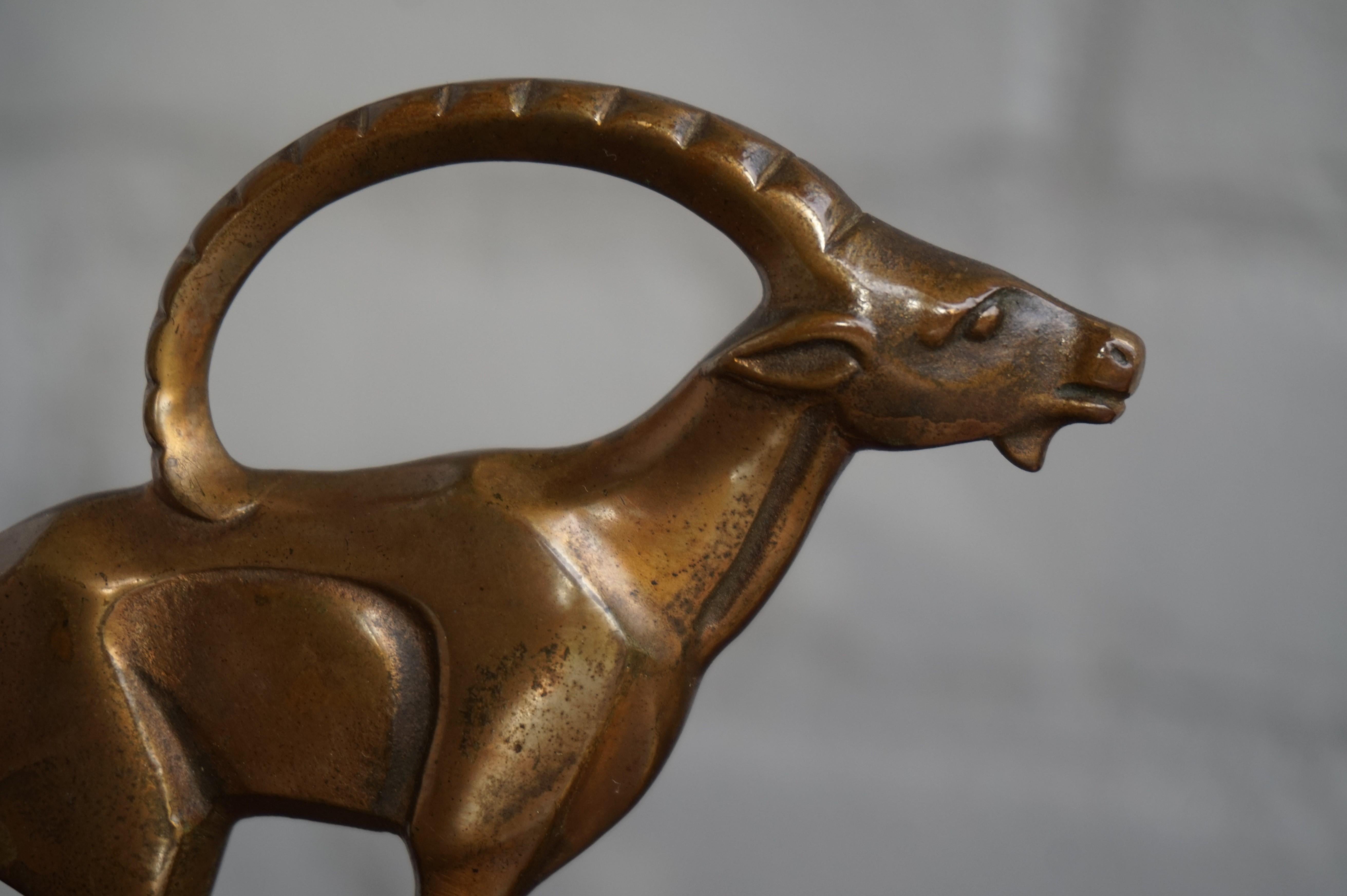Great Looking Art Deco Pair of Stylized Bronze Animal Bookends by Johannes Bosma 1