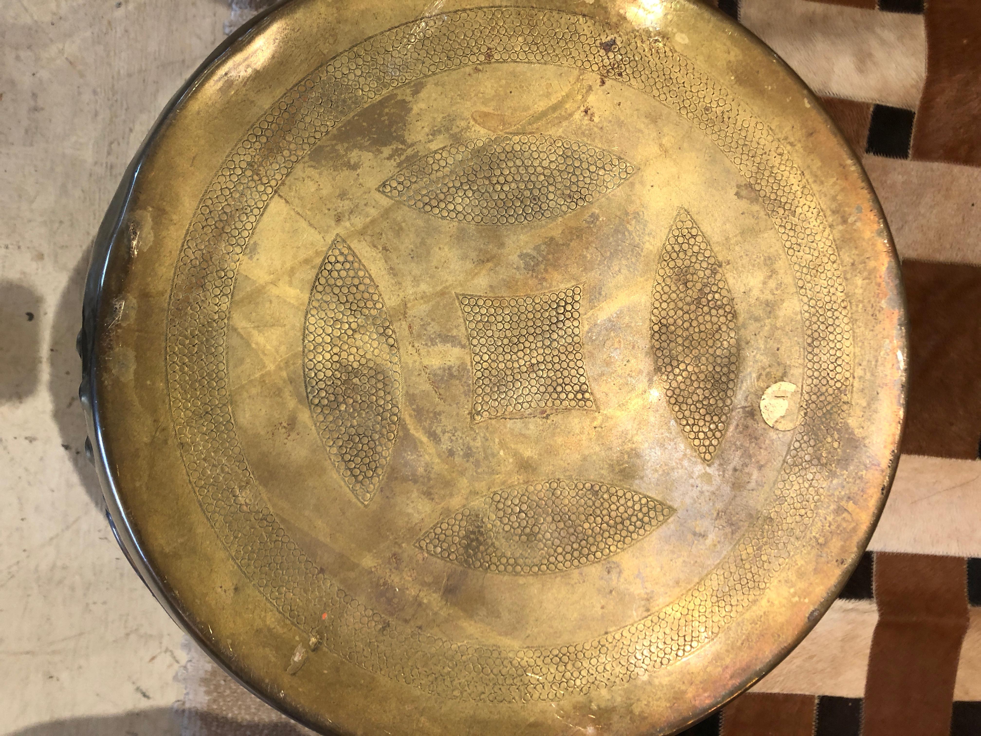 Great Looking Asian Aged Brass Garden Seat 5