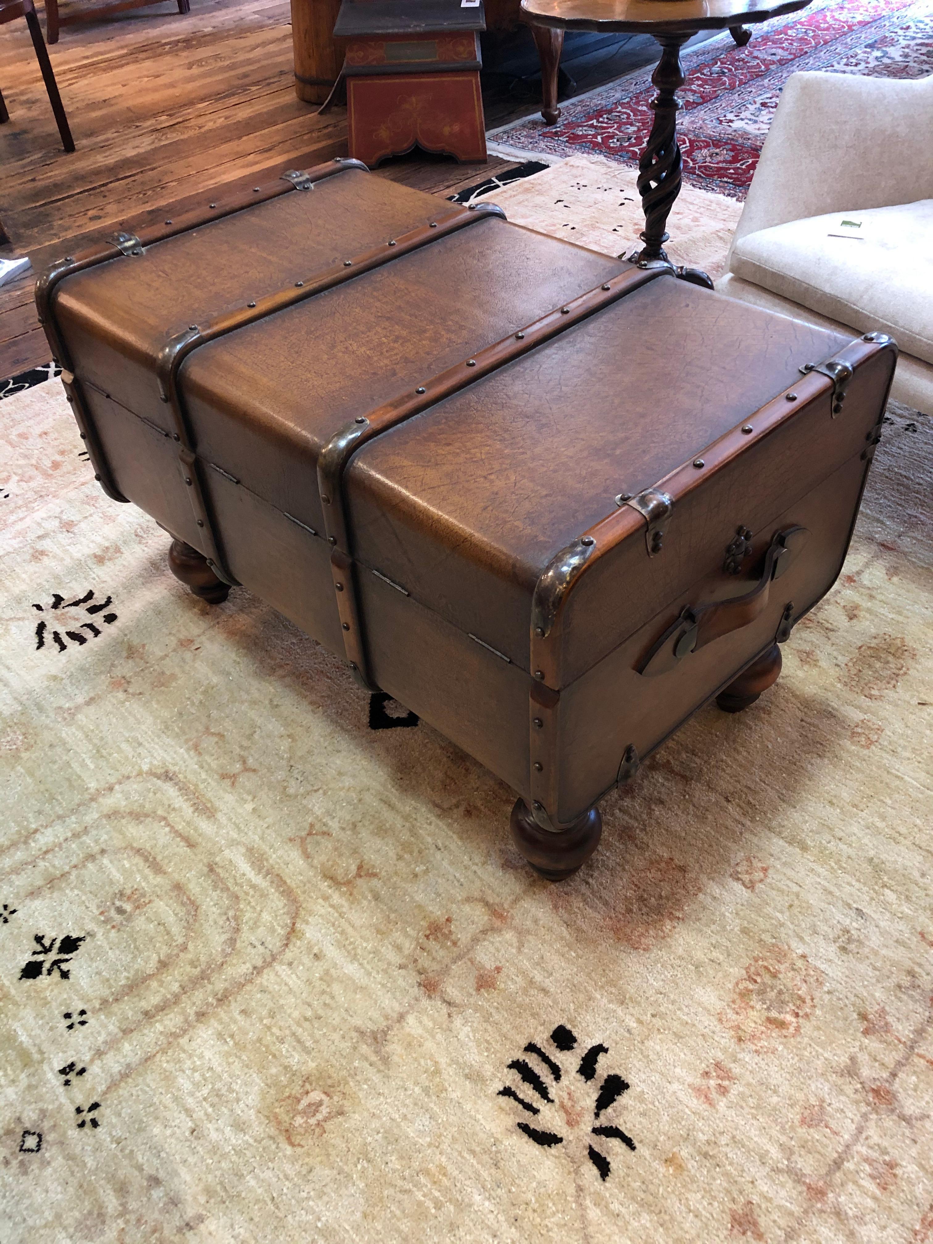 leather trunk style coffee table