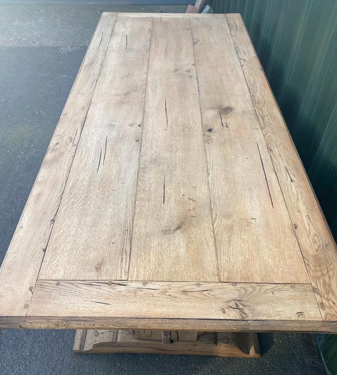 Great Looking French Bleached Oak Farmhouse Dining Table  For Sale 3